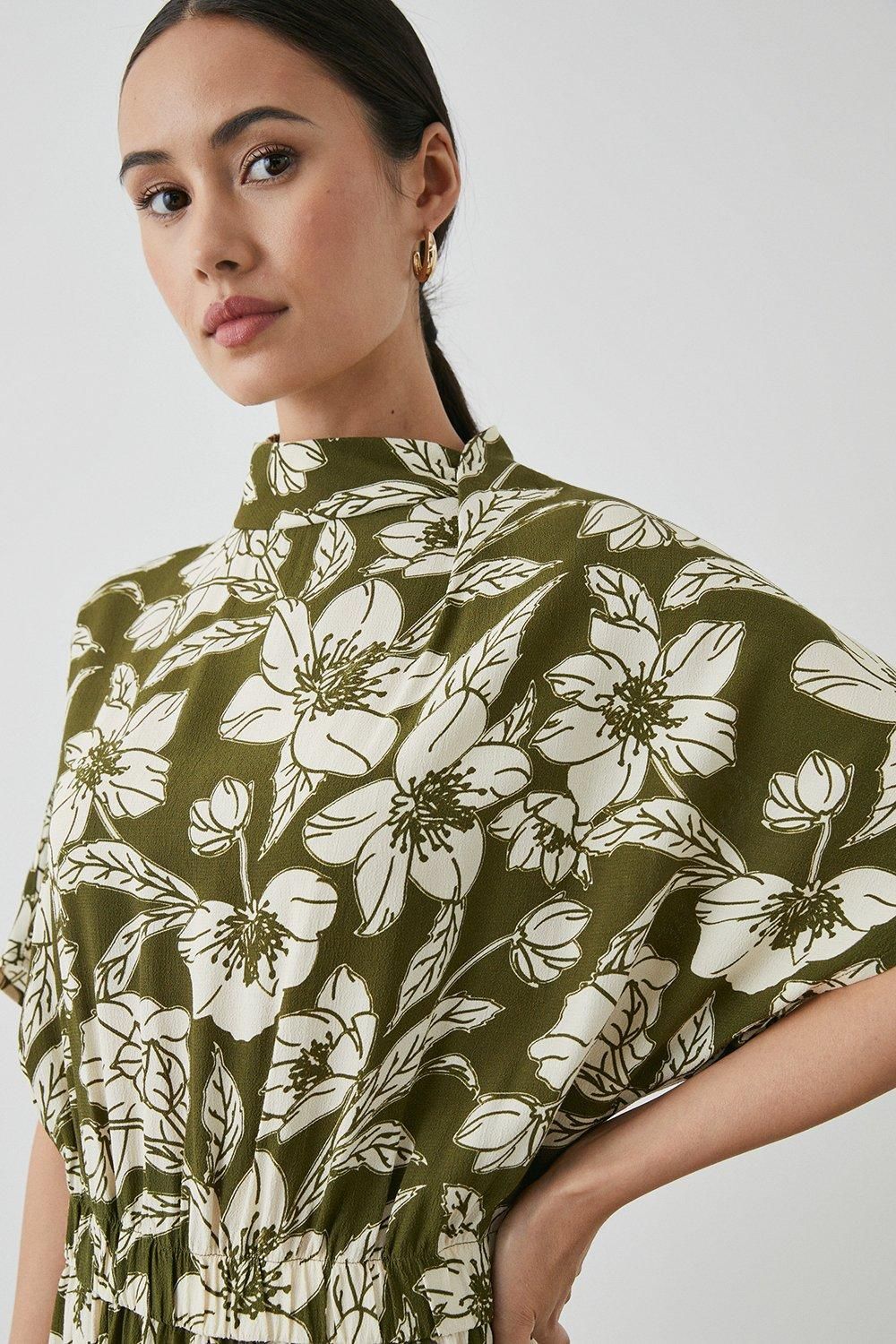 Principles Khaki Floral Midi Dress Green image 2