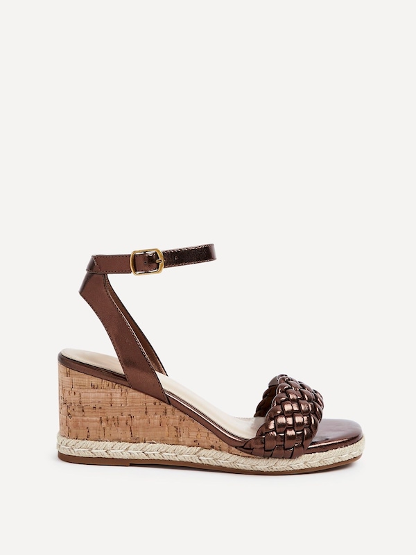 Linzi Regan Bronze Faux Leather Plaited Wedge