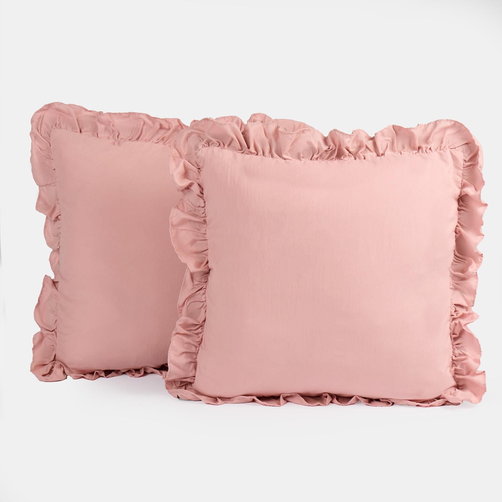 OHS 4 Pack Linen Frill Cushion Covers Filled Home Living Luxury image 4