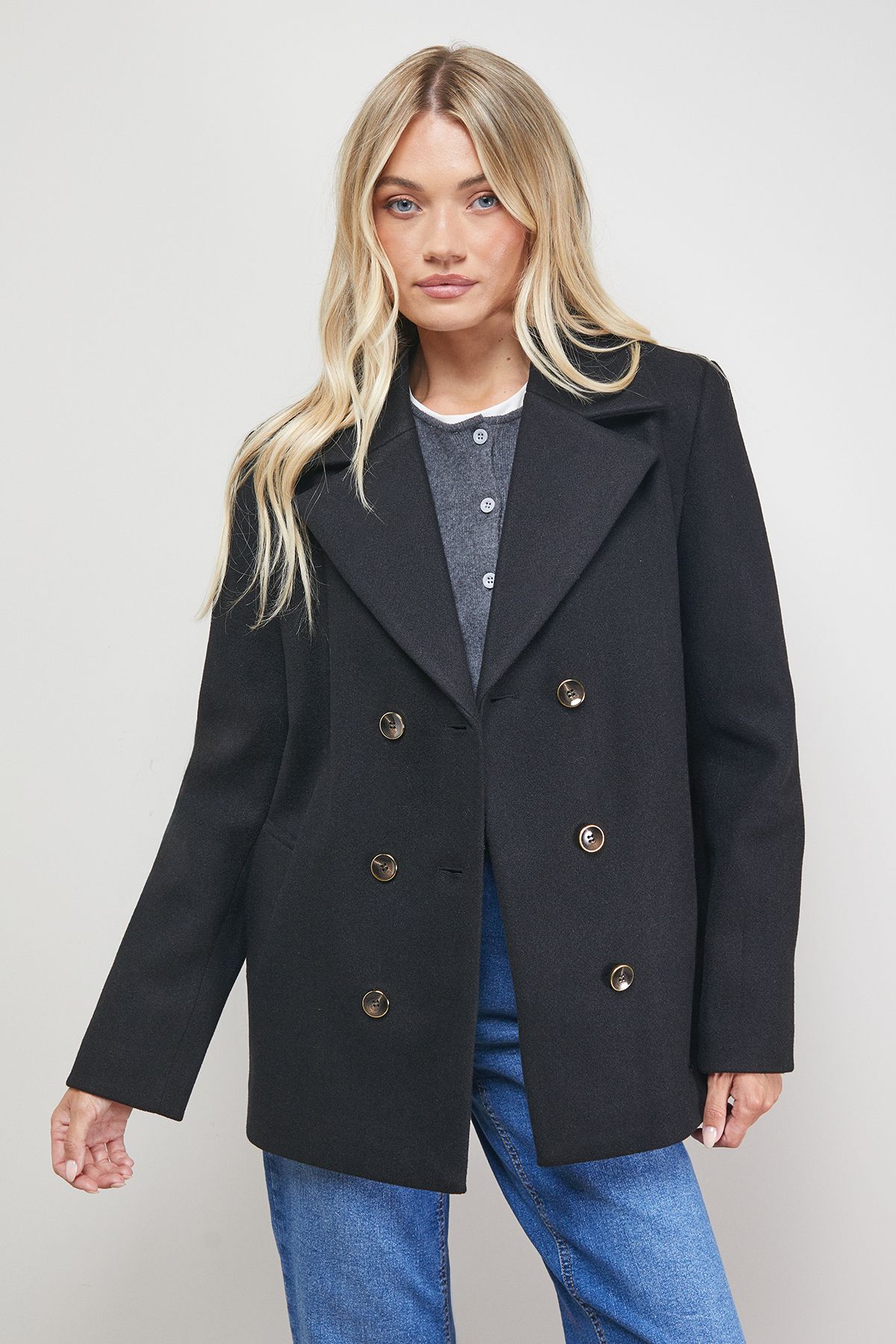 Oasis Double Breasted Blazer Coat Black image 2