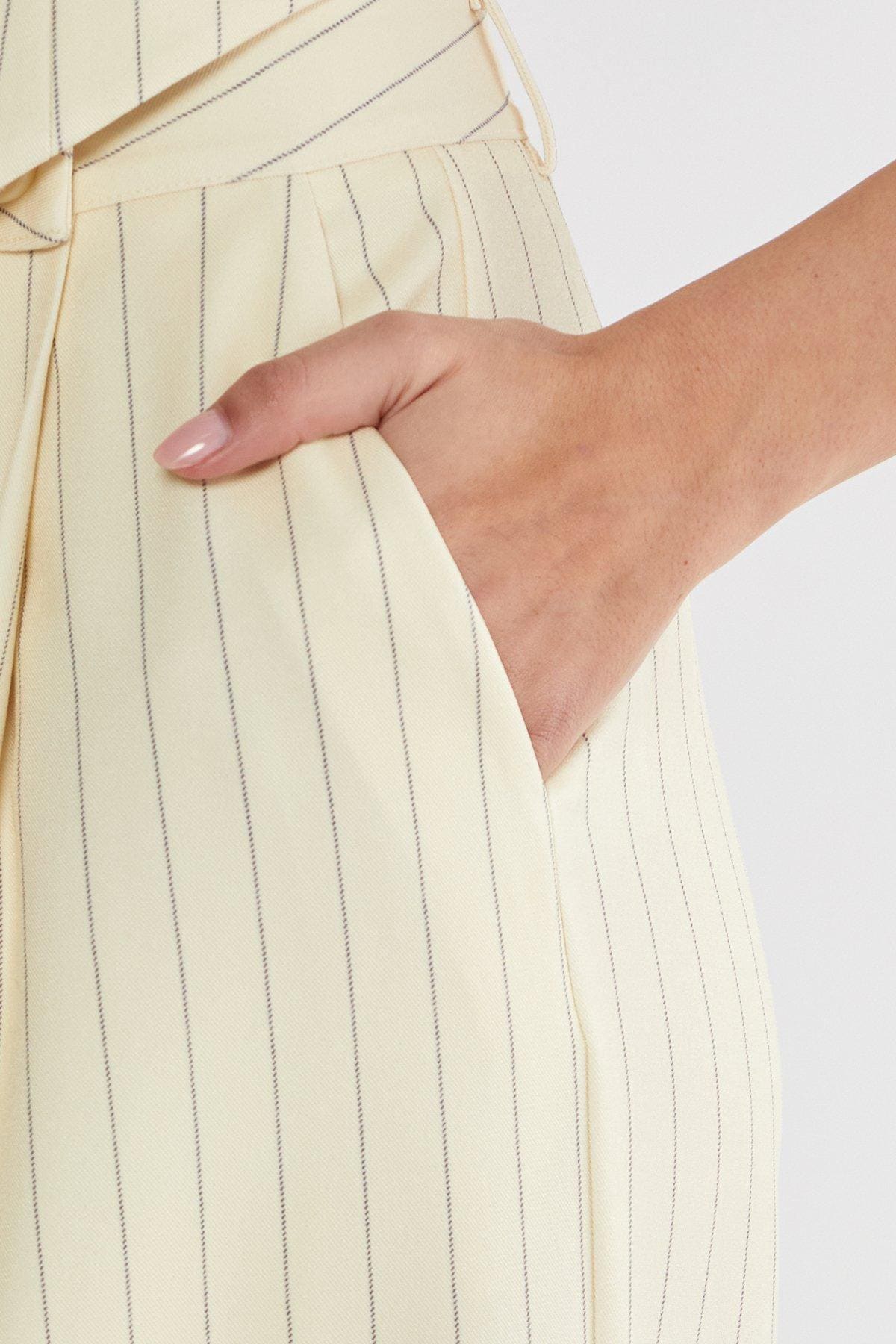 NastyGal Butter Pinstripe Tailored Pant Butter image 3