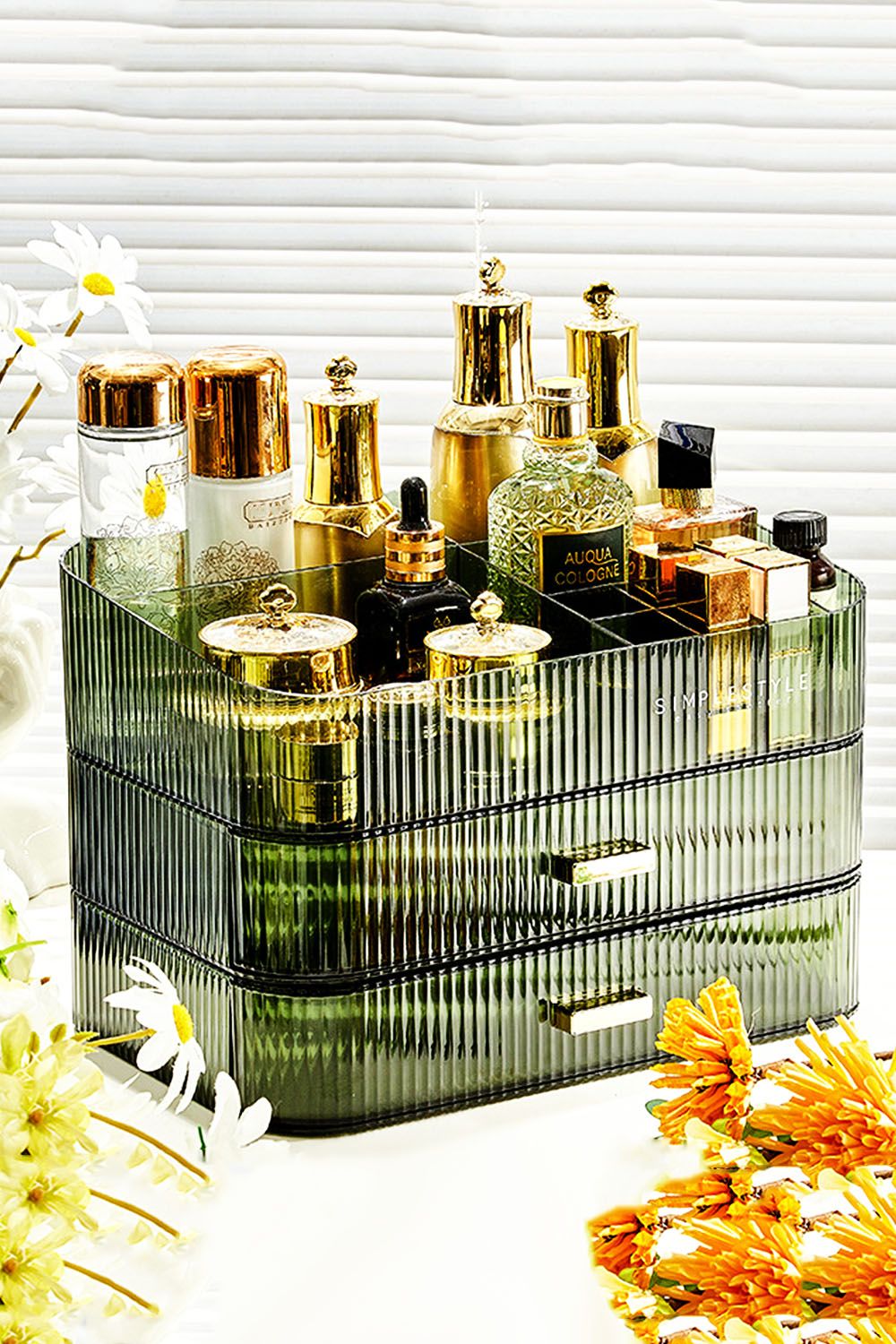 Living and Home Clear Desktop Makeup Organizer Cosmetic Case Storage Skincare Display Box with Drawers image 2