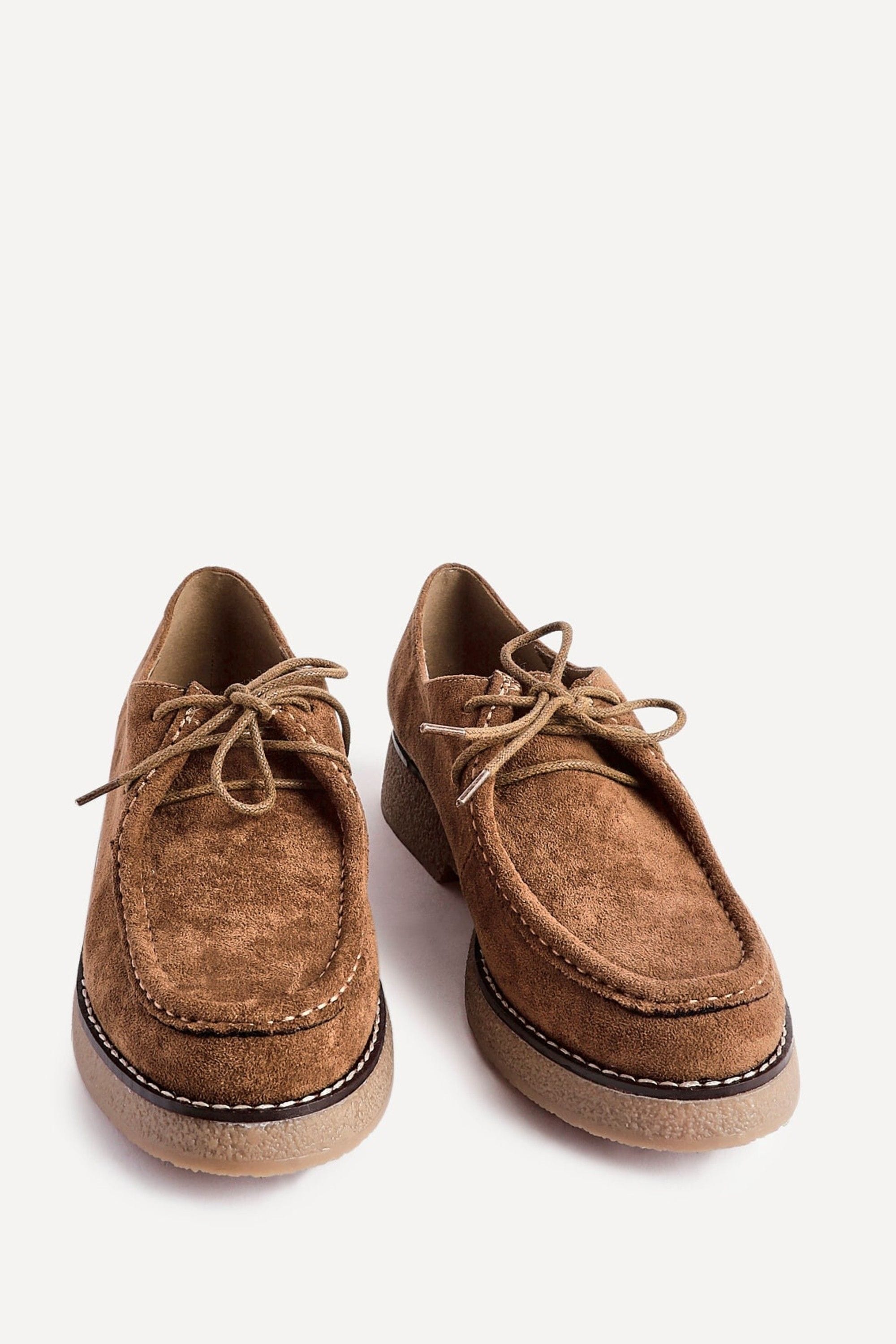 Linzi Perth Tan Faux Suede Laced Chunky Loafer image 3