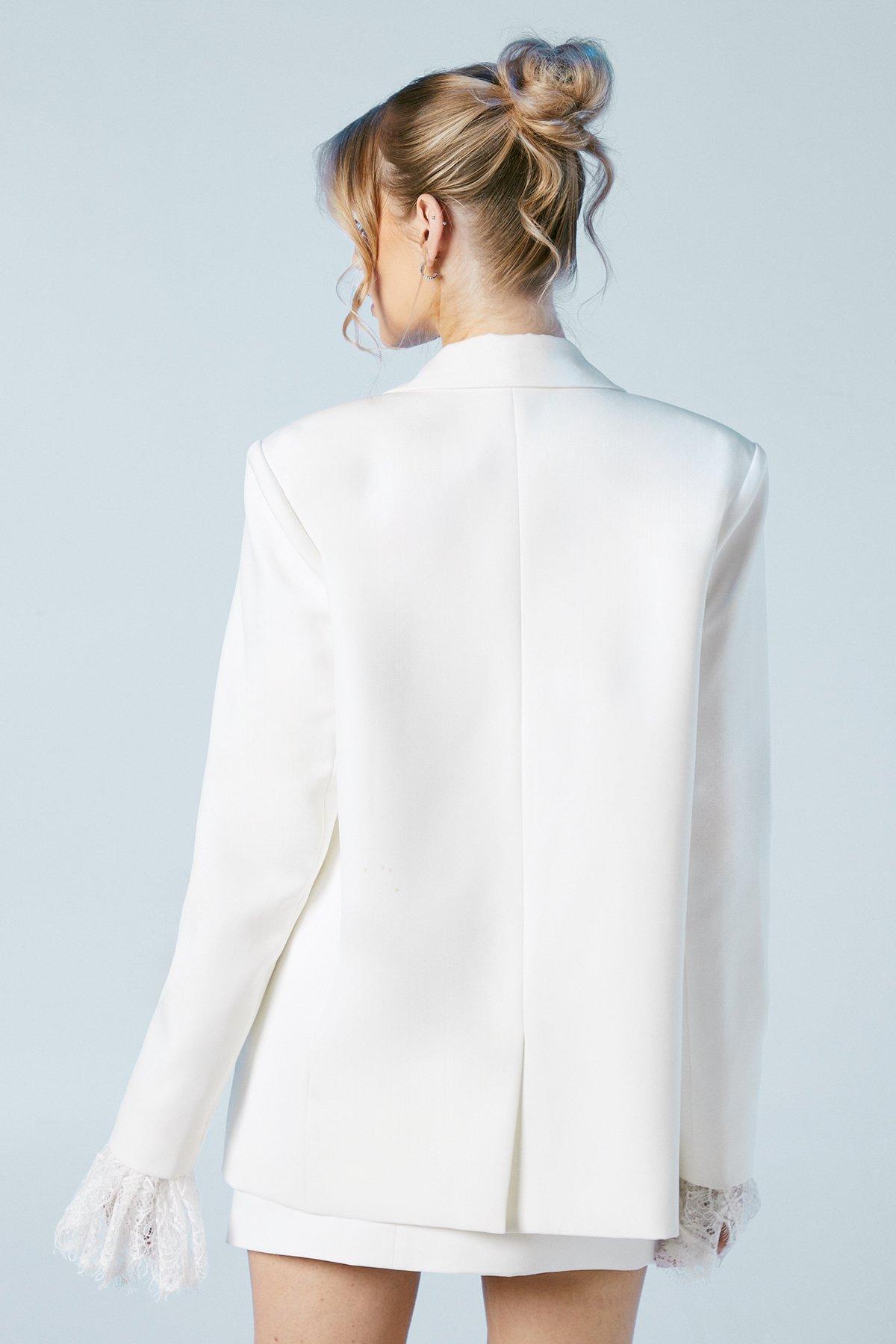 Oasis Tailored Double Breasted Bridal Blazer Ivory image 4