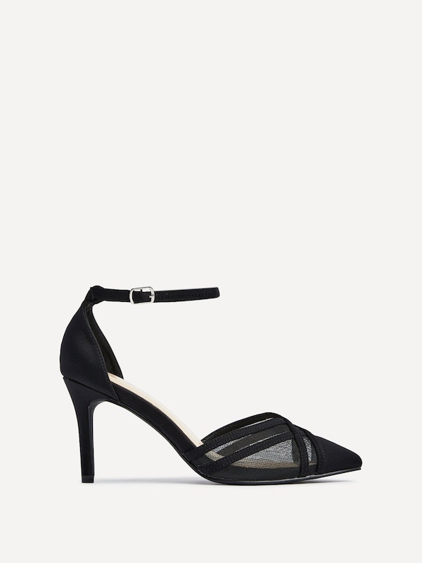 Linzi Siobhan Black Mesh Closed Back Court Heel