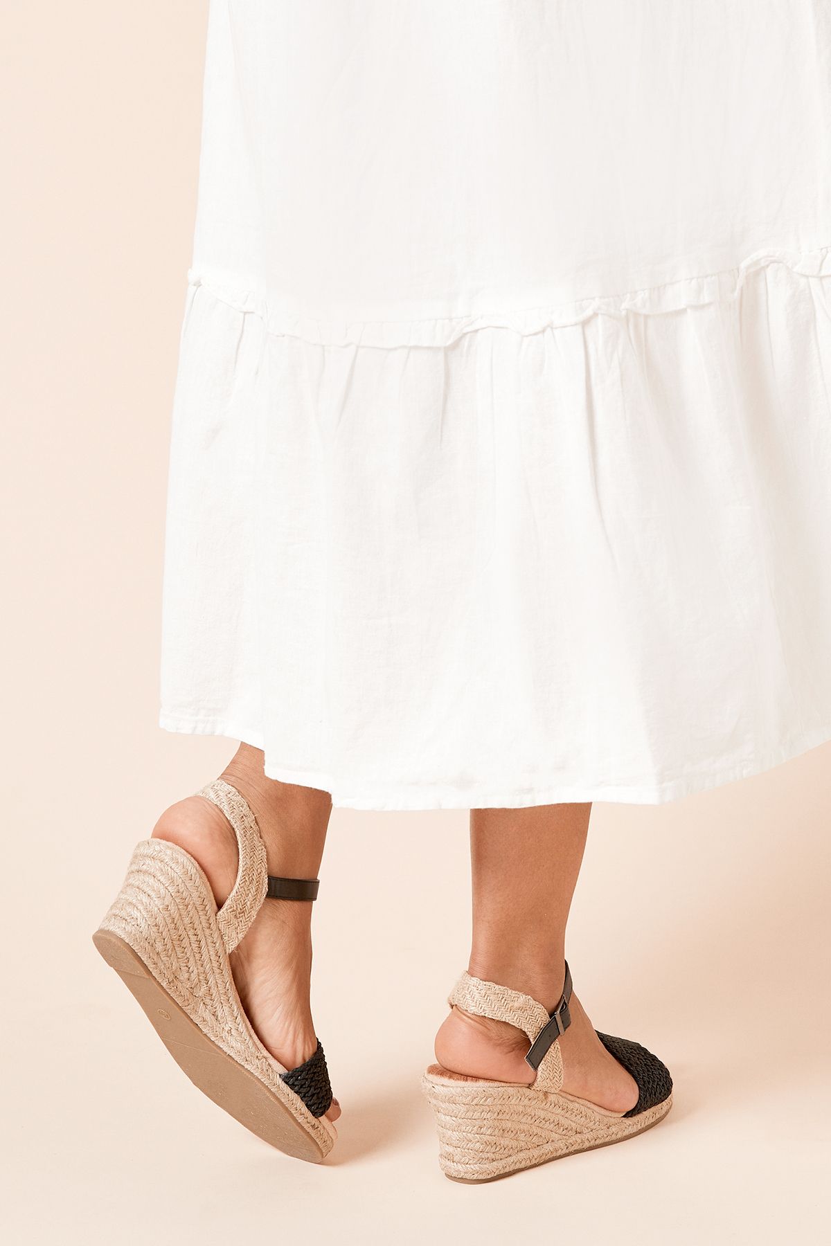 Dorothy Perkins Petra Woven Front High Espadrille Wedge Sandals Black image 4