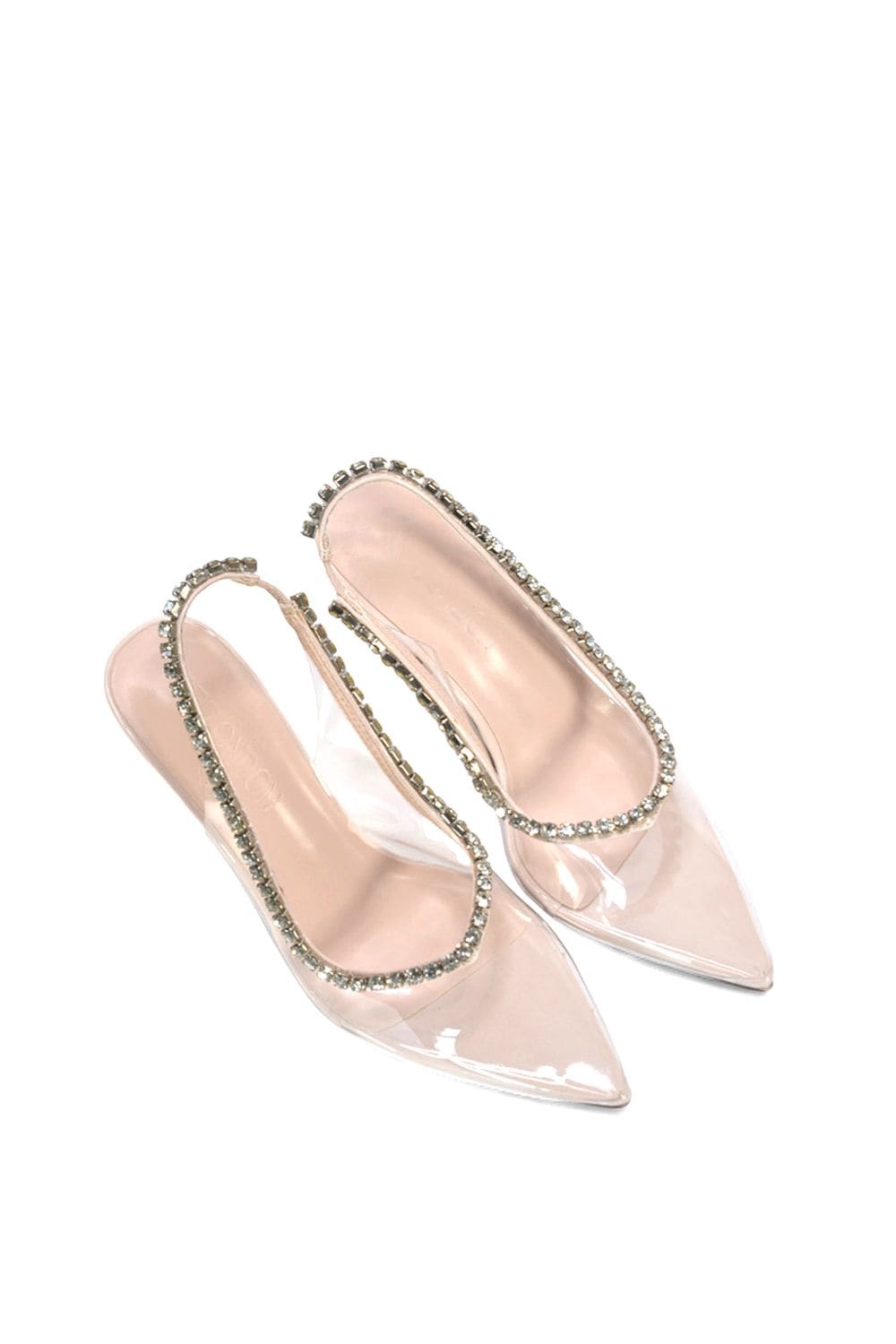 XY London 'Beryl' High Heel Clear Pointed Toe Court Shoes with Jewels image 6