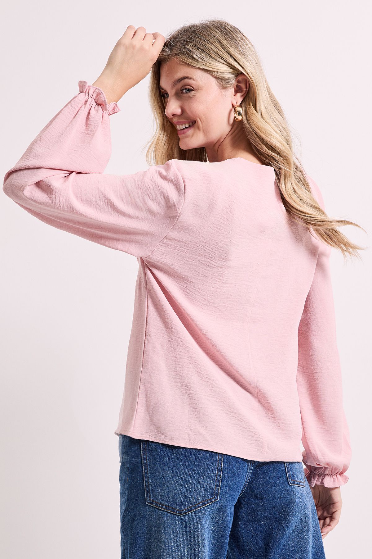 Dorothy Perkins Keyhole Front Long Sleeve Blouse Blush image 4