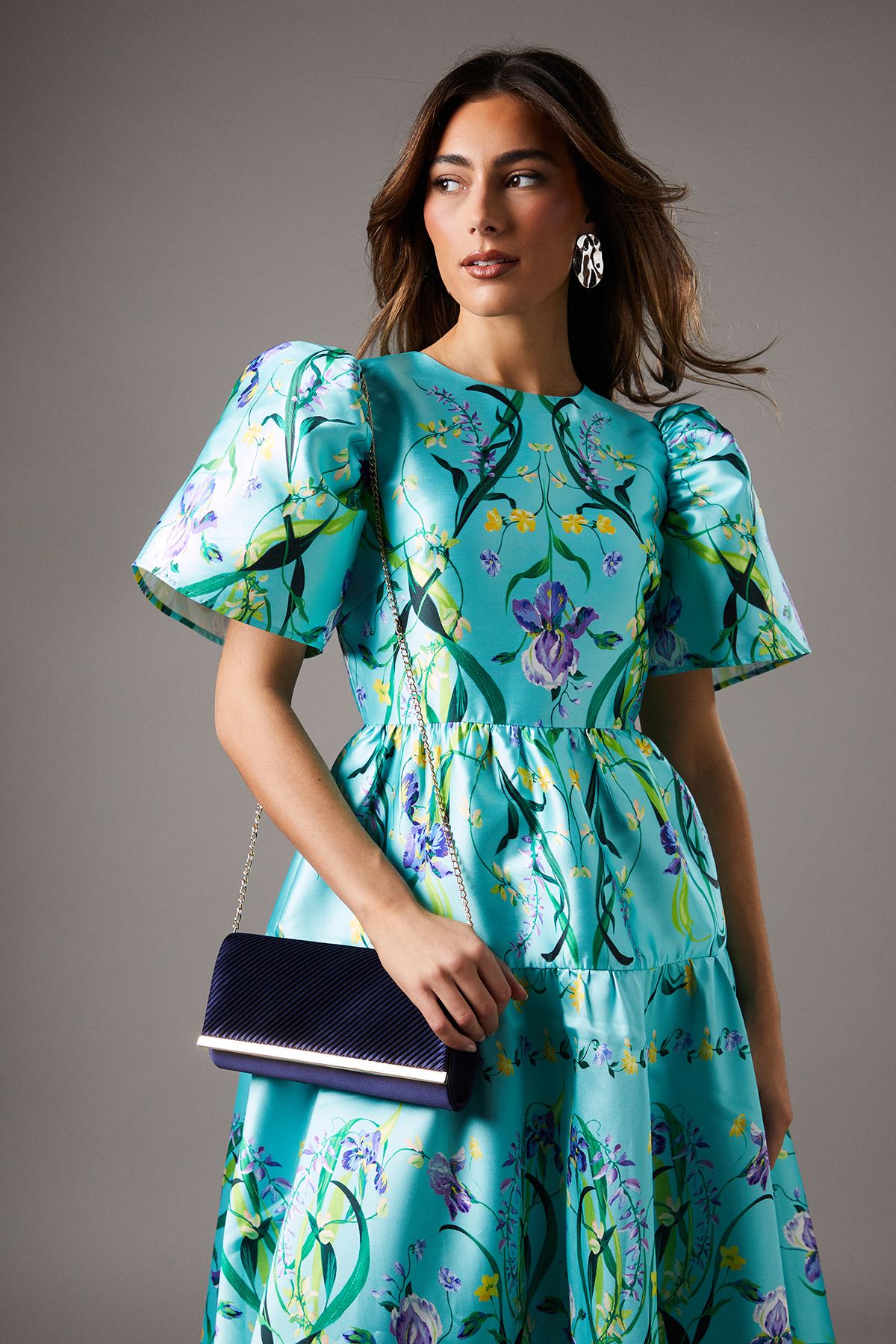 Coast Daisy Satin Pleated Detail Clutch Bags Navy image 2