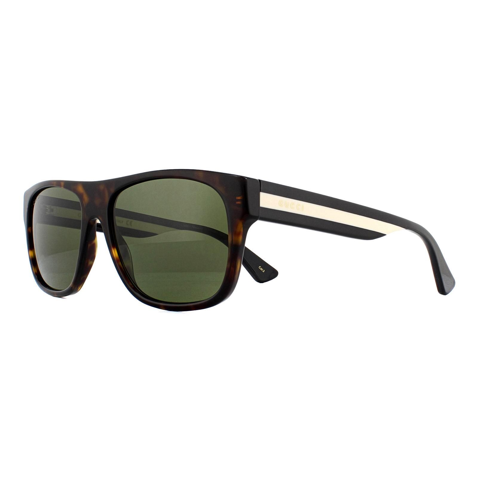 Gucci Rectangle Havana Green Sunglasses image 2