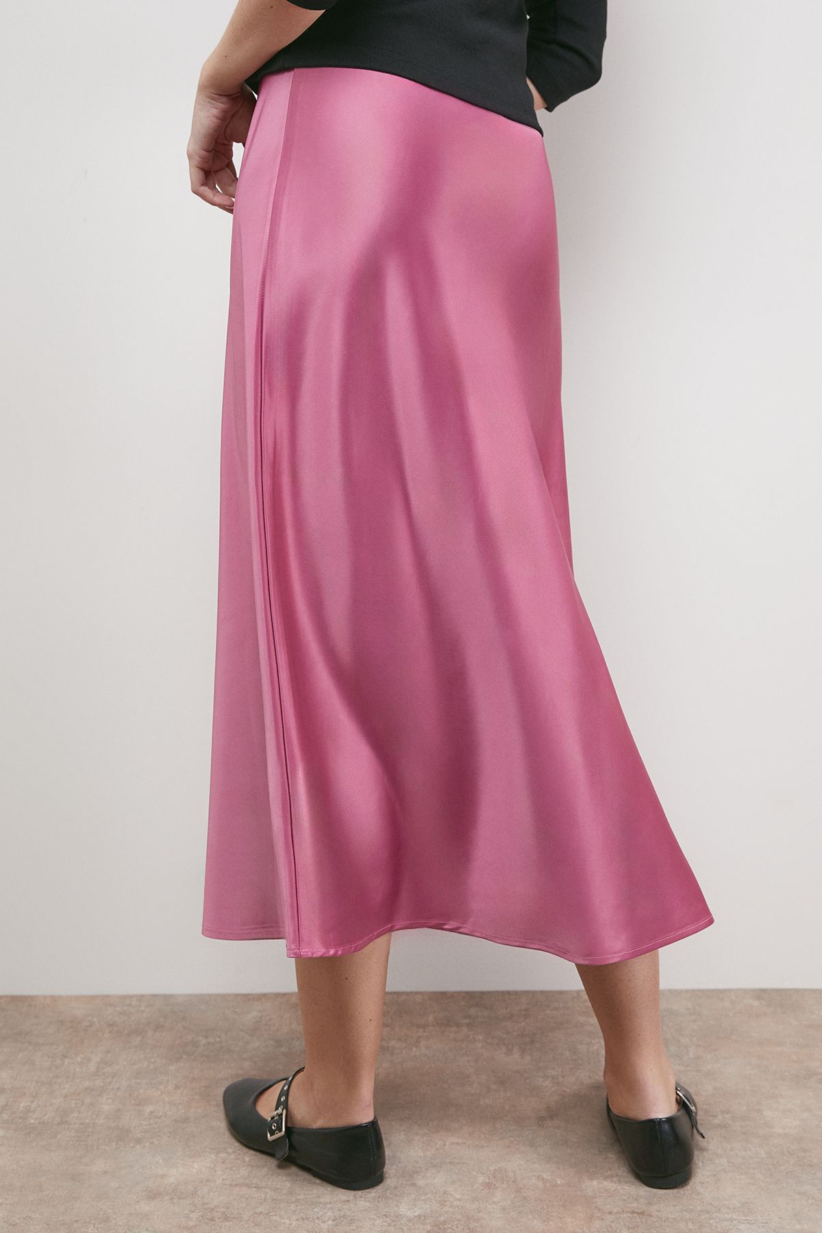 Oasis Bias Cut Satin Midi Skirt Rose image 3