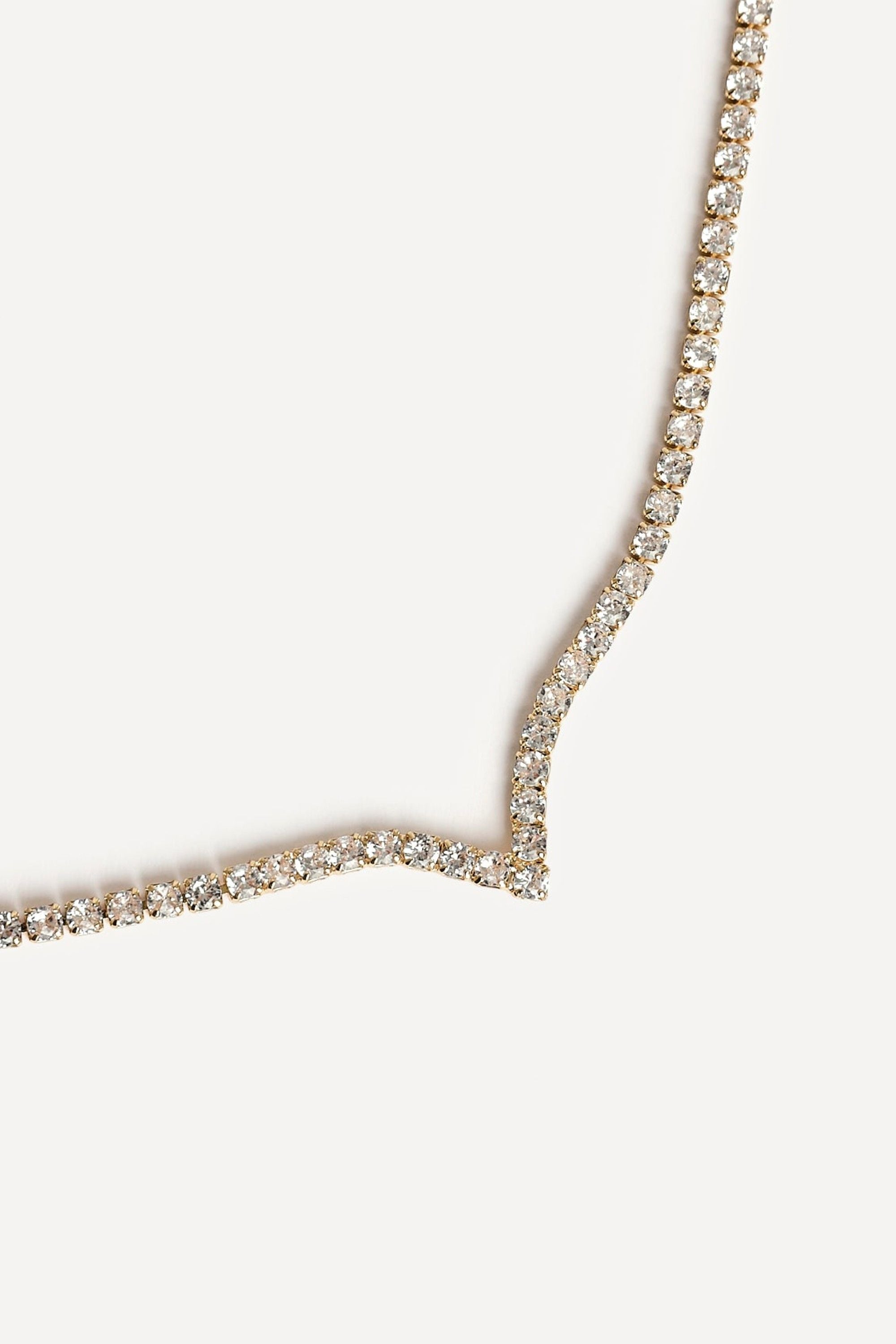 Linzi Evermore Gold V-Shape Tennis Necklace