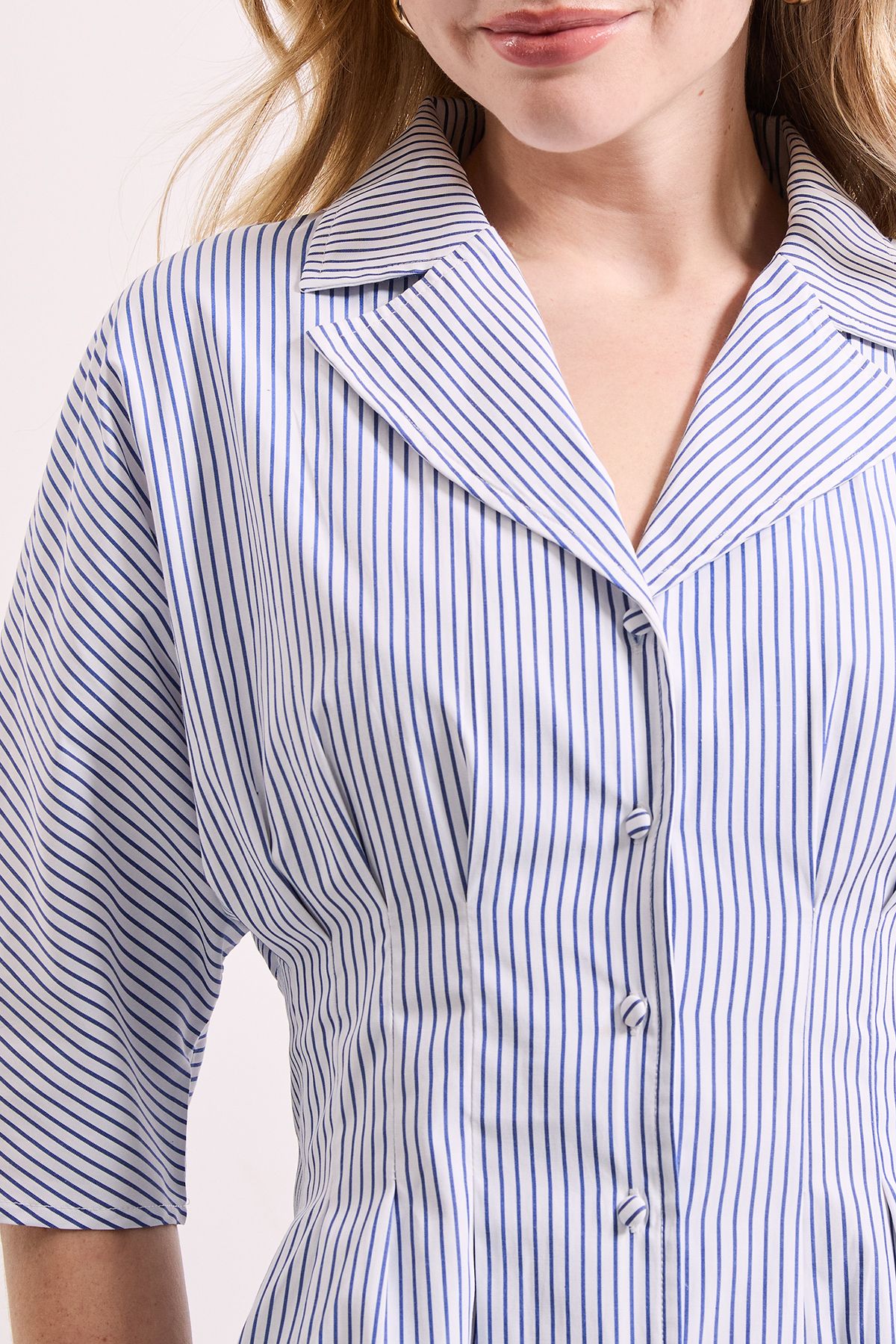 Dorothy Perkins Batwing Pinstripe Corset Shirt Blue image 5