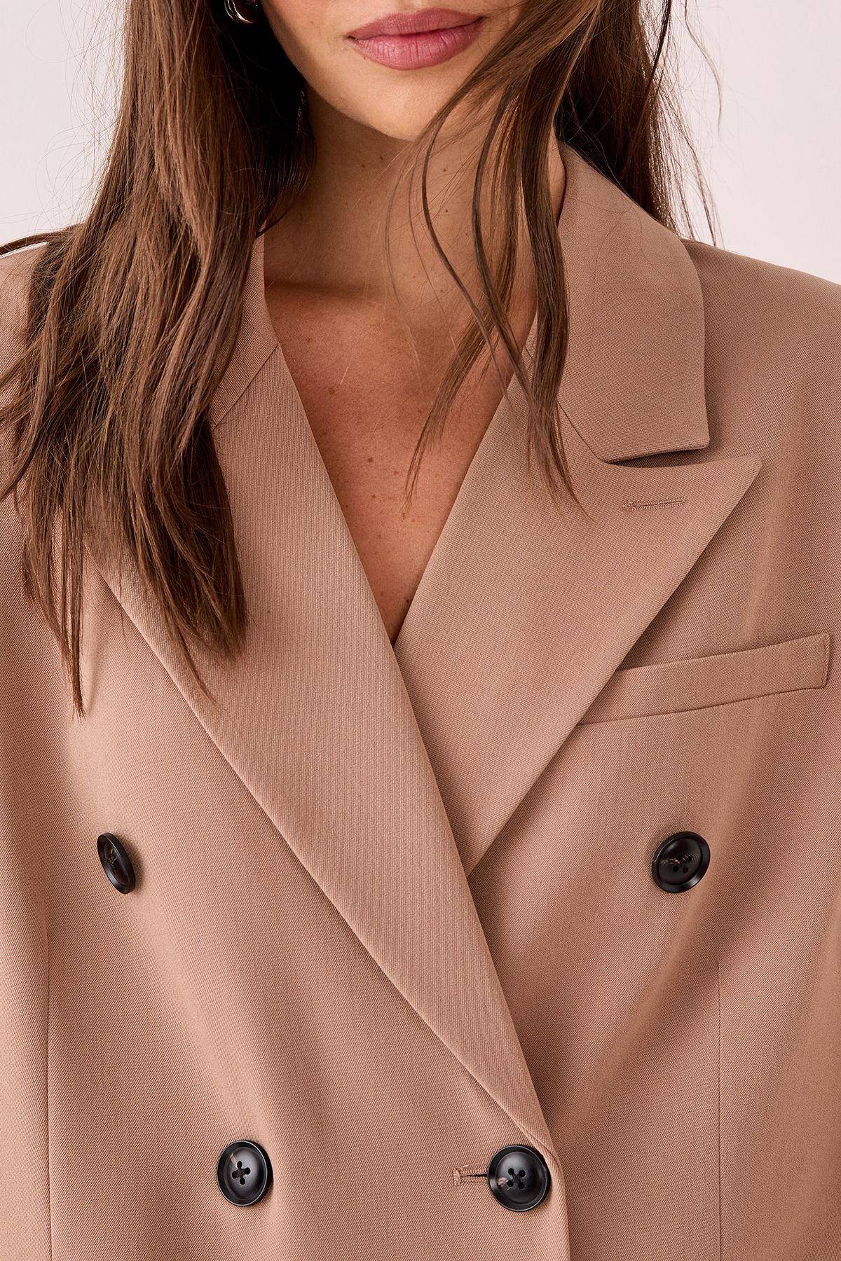NastyGal Tailored Double Breasted Oversized Blazer Taupe image 5