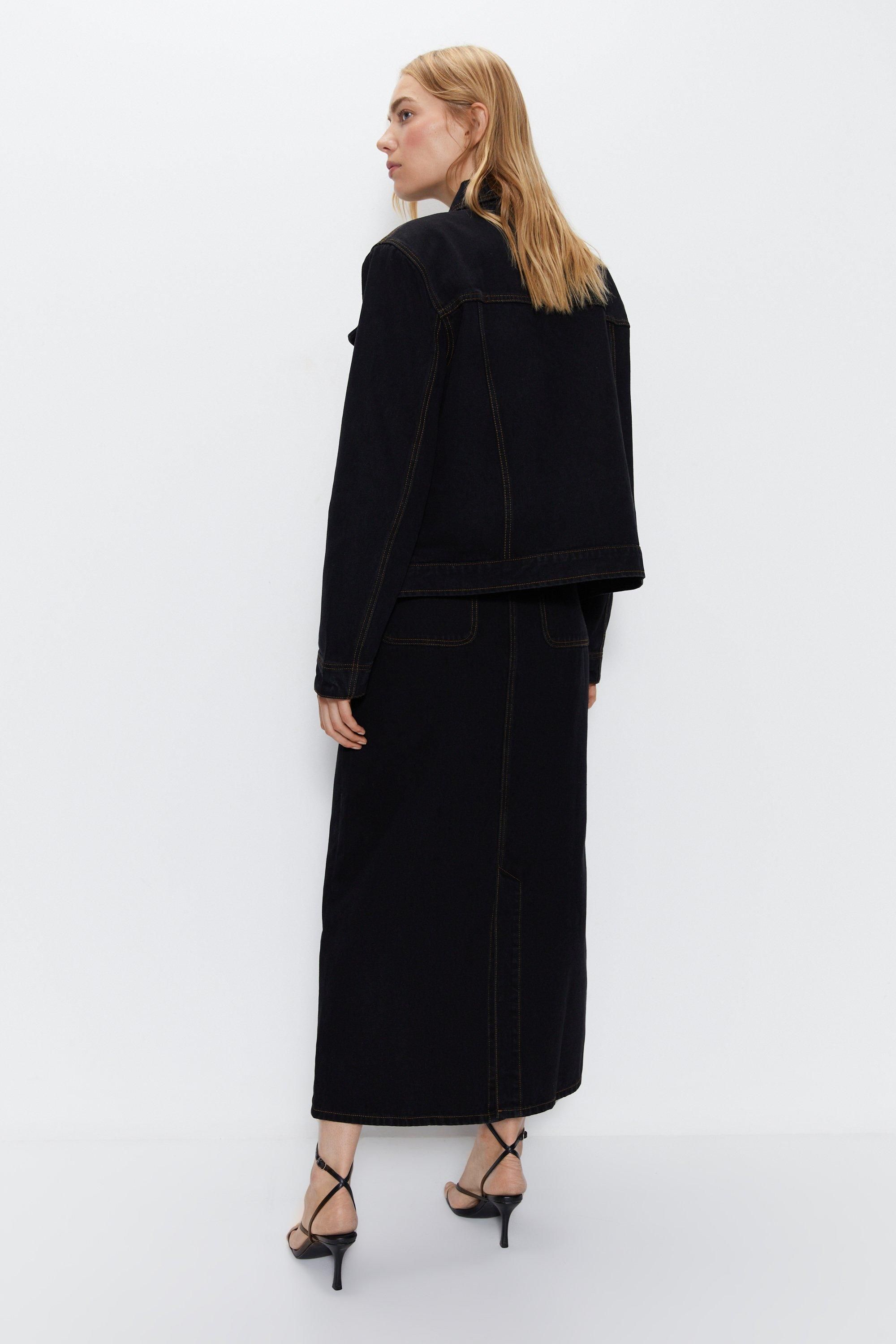 Warehouse Panelled Denim Jacket Black image 4