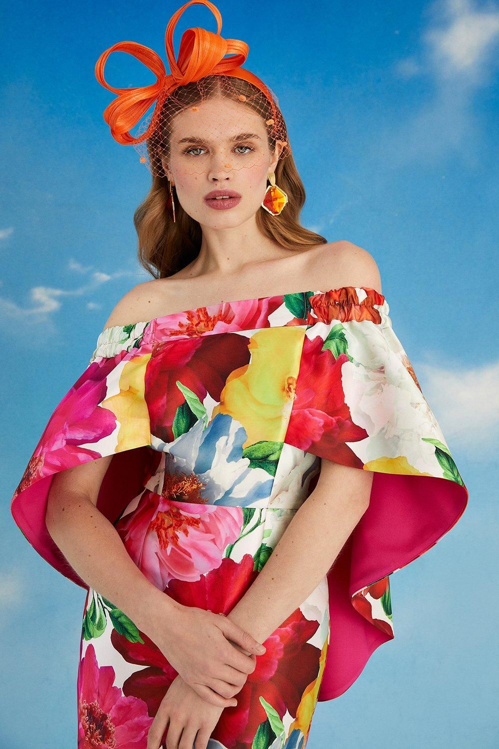 Coast Lisa Tan Cape Back Pencil Dress Multi image 2