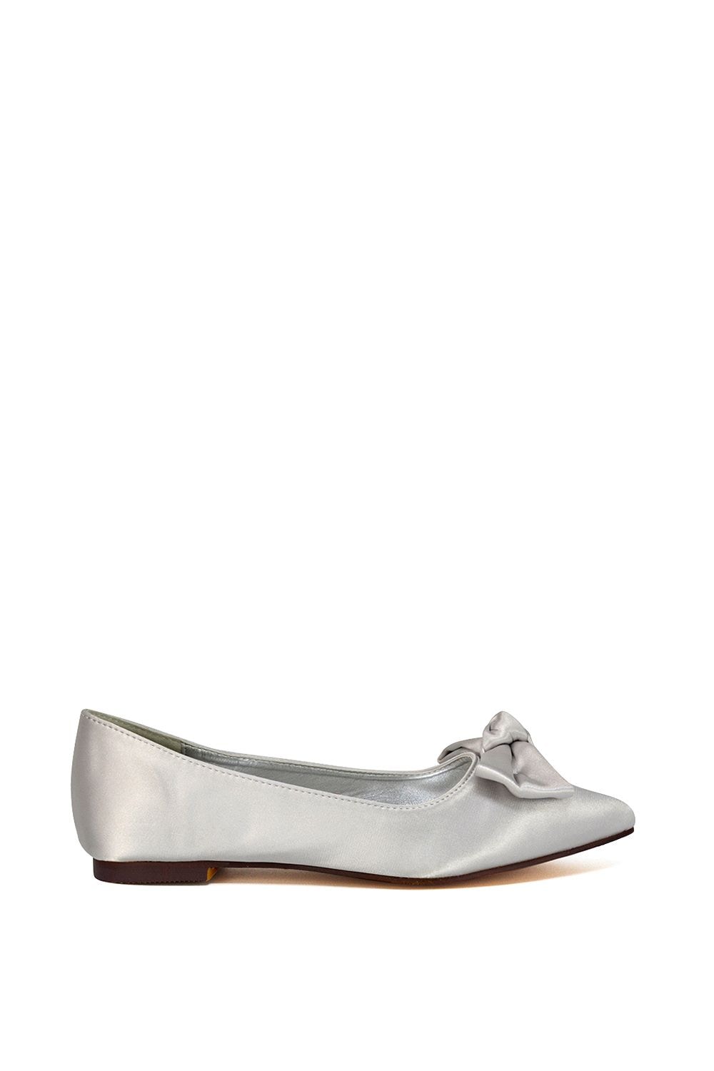 XY London 'Cally' Bow Detail Pointed Toe Ballerina Bridal Pump Shoes