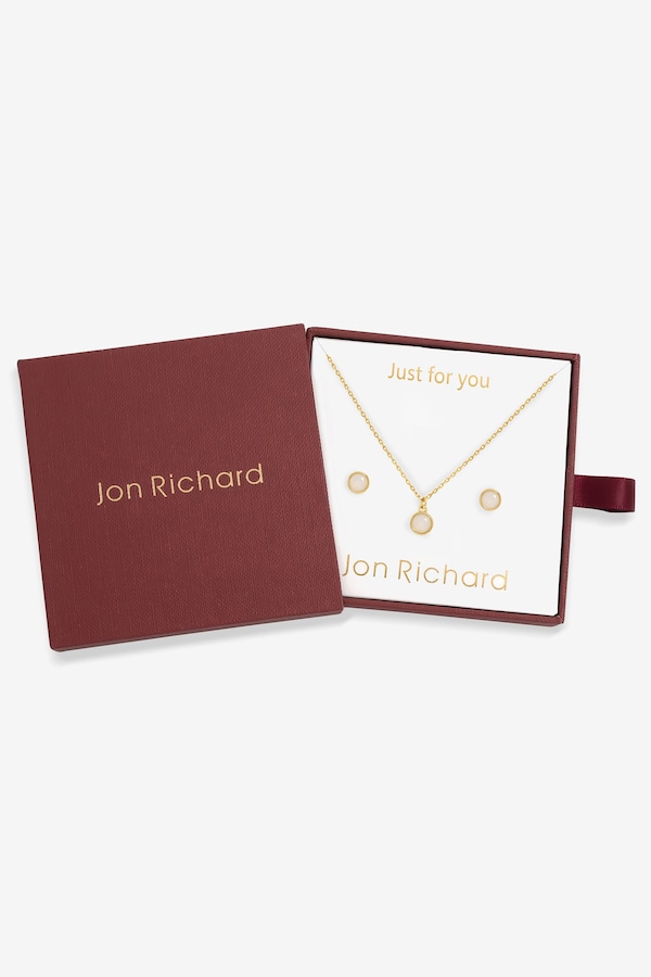 Jon Richard 14Ct Gold Plated Birthstone Bezel Set - June - Gift Boxed