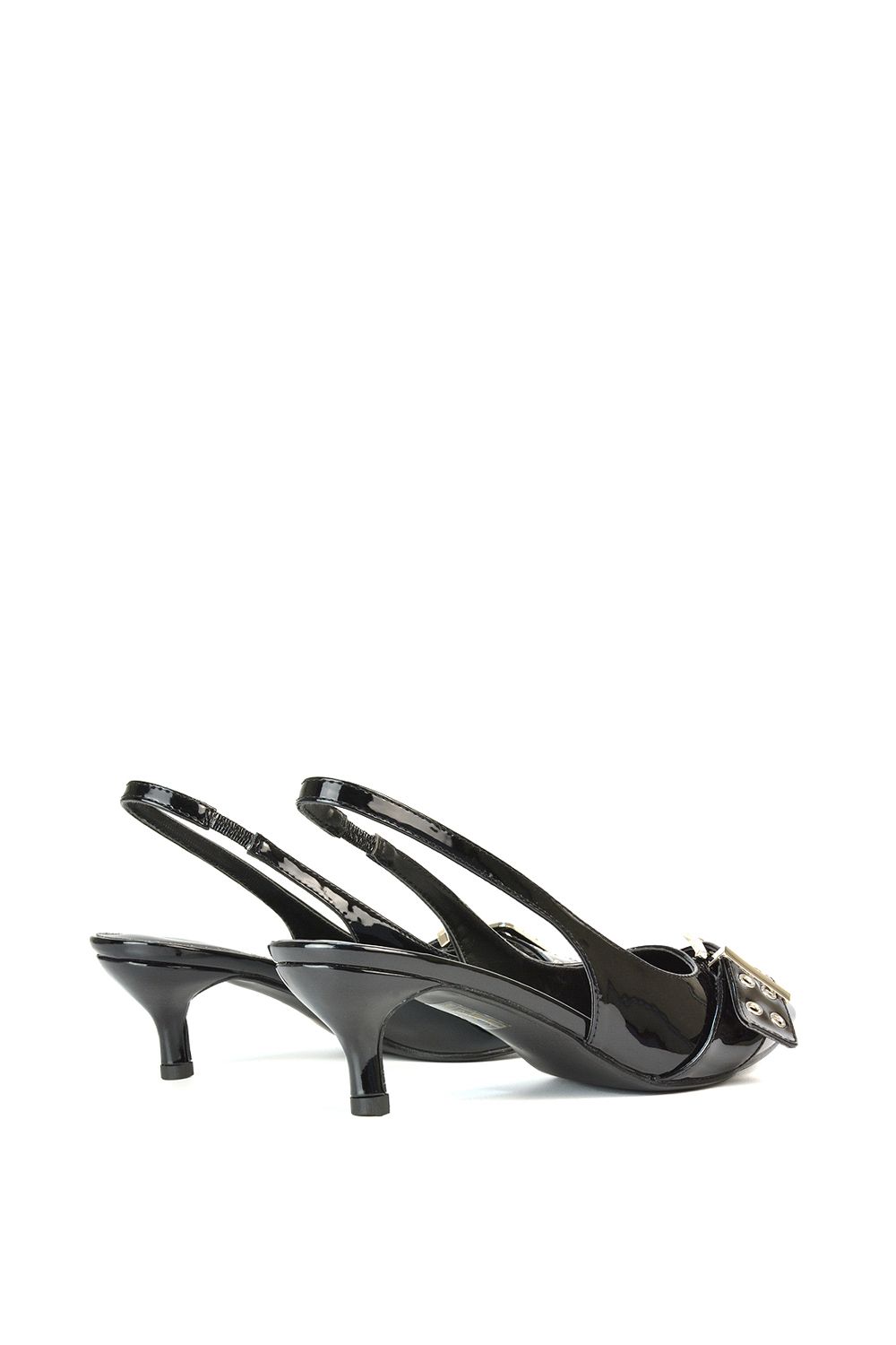 XY London 'Lexi' Pointed Toe Slingback Low Kitten Heels With Buckle Detail image 6