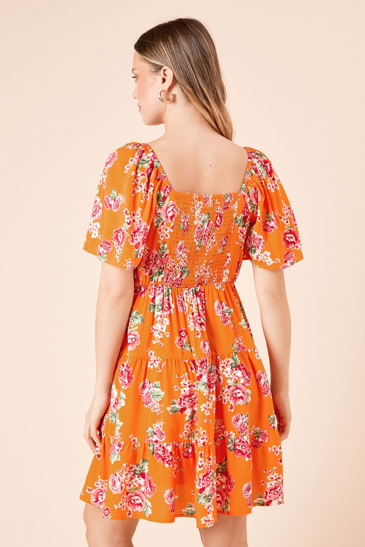 Dorothy Perkins Floral Angel Sleeve Tiered Mini Dress Floral image 5