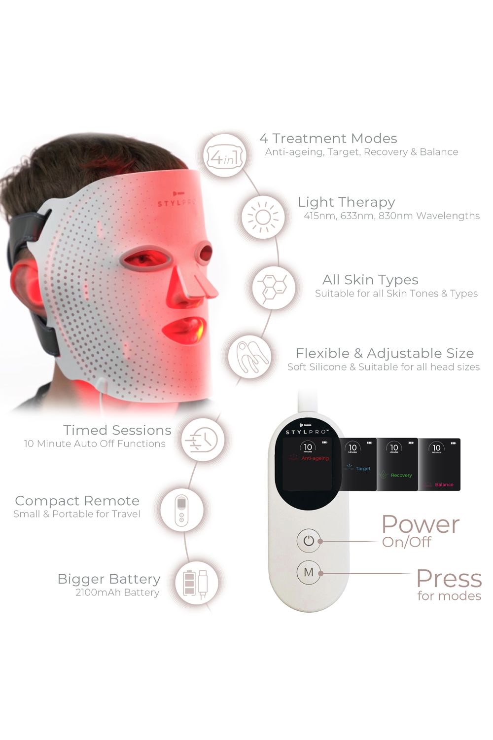 Stylpro LED Wavelength Face Mask Multi image 3