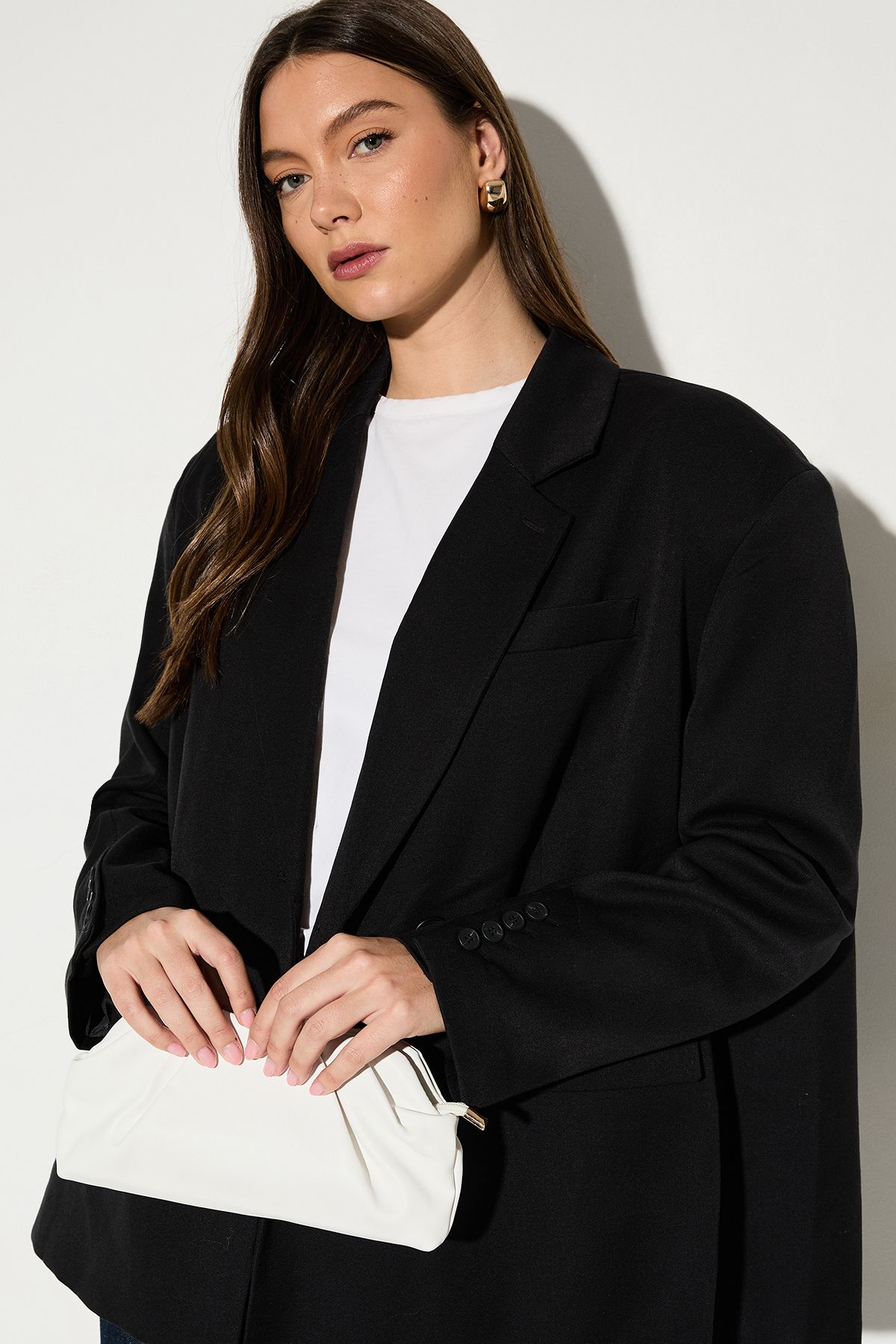 MissPap Small Ruched Clutch Bag White image 2