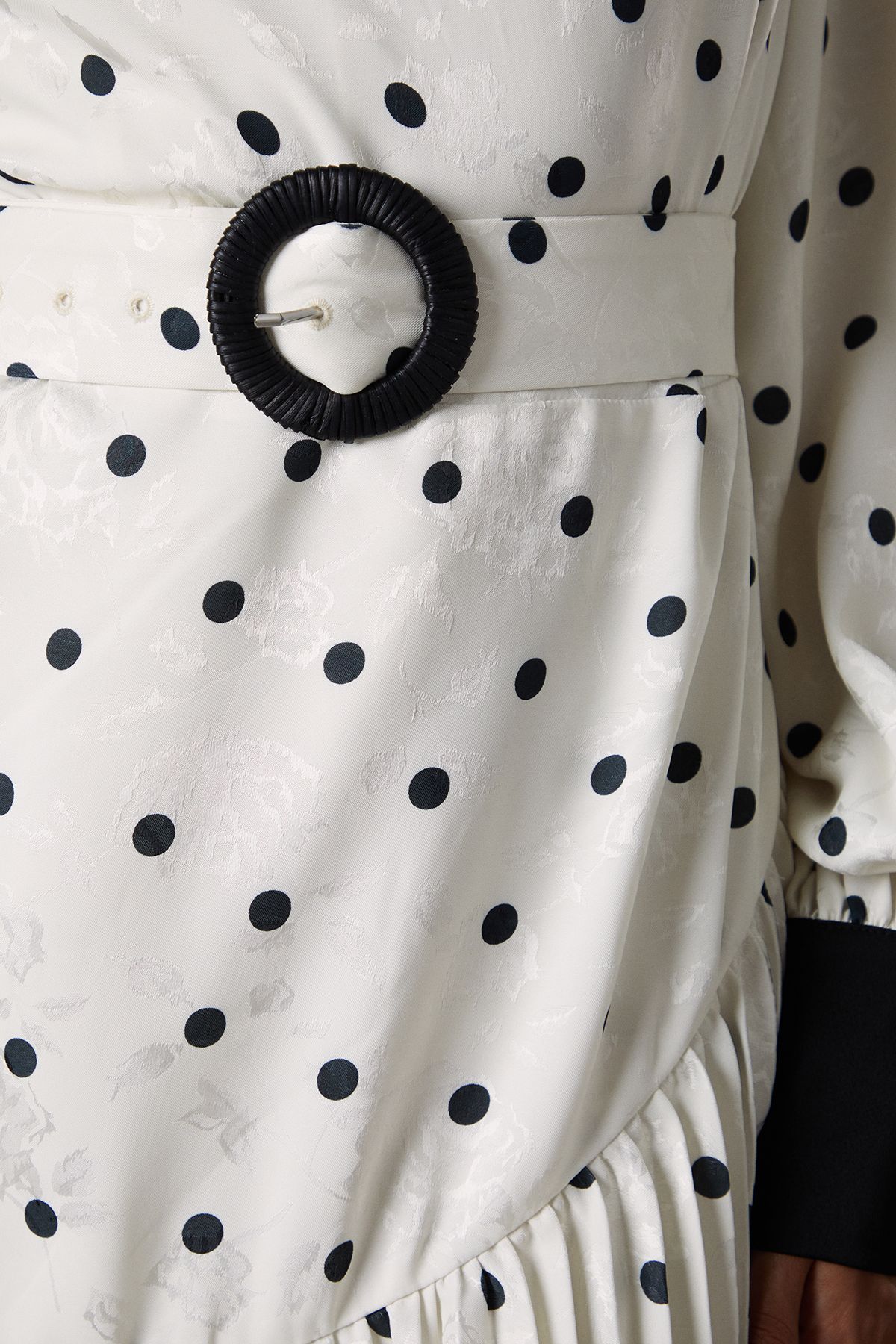 Coast Long Sleeve Spot Pleated Maxi Dress Mono image 5