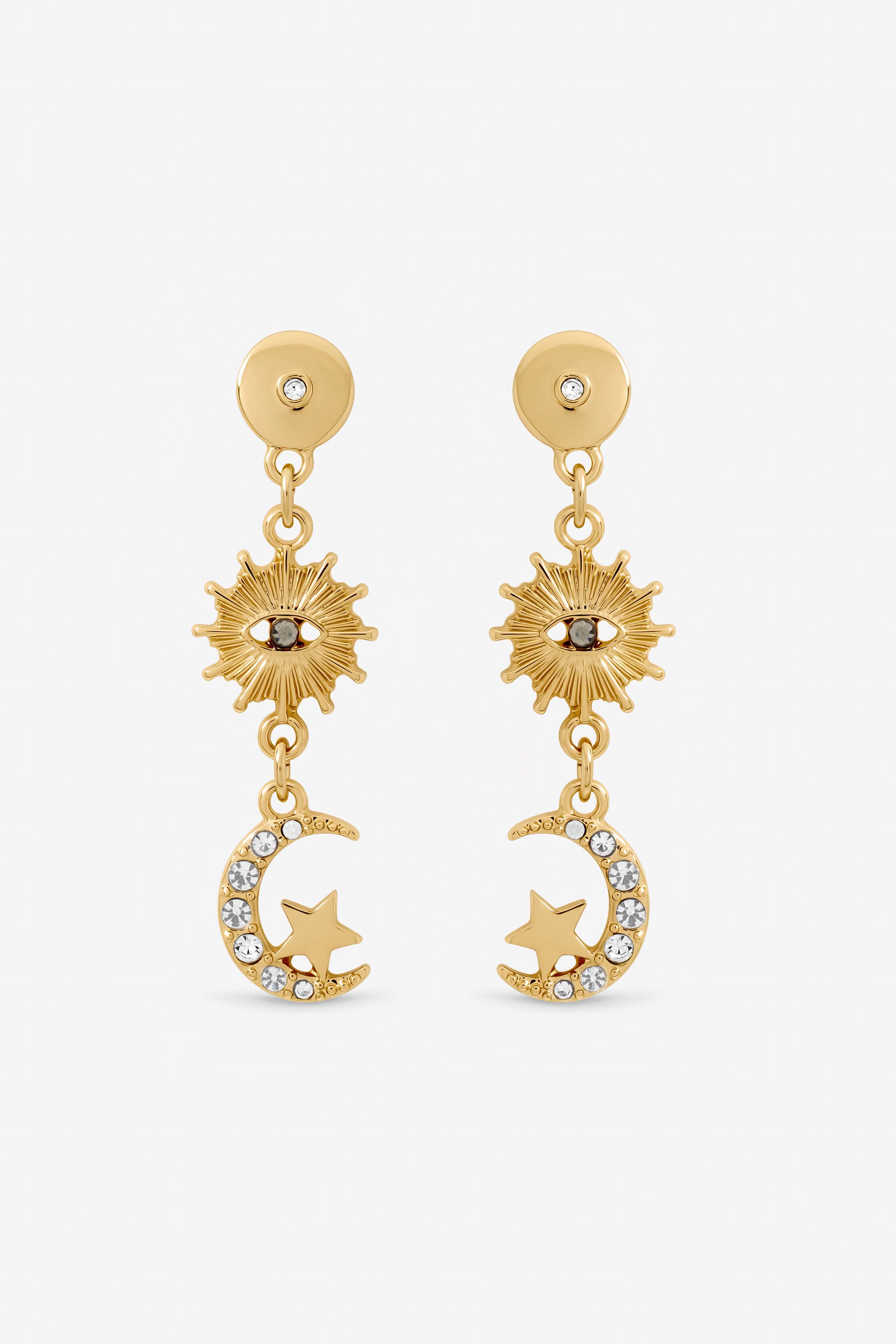 Mood Gold Plated Evil Eye Celestial Earrings image 1
