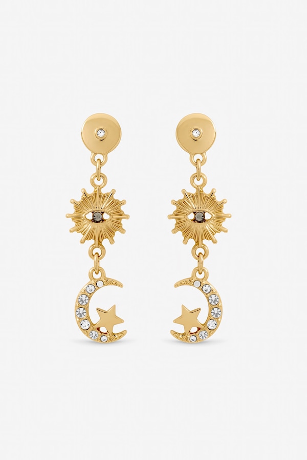 Mood Gold Plated Evil Eye Celestial Earrings