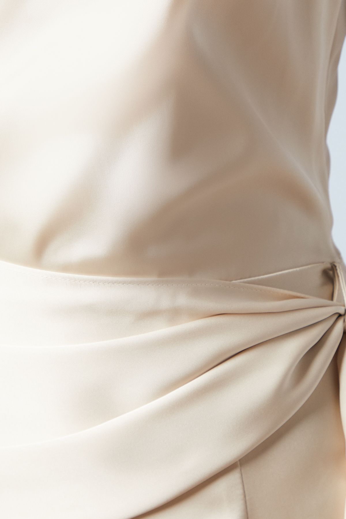 Coast One Shoulder Sash Detail Satin Bridesmaid Maxi Dress Champagne image 5