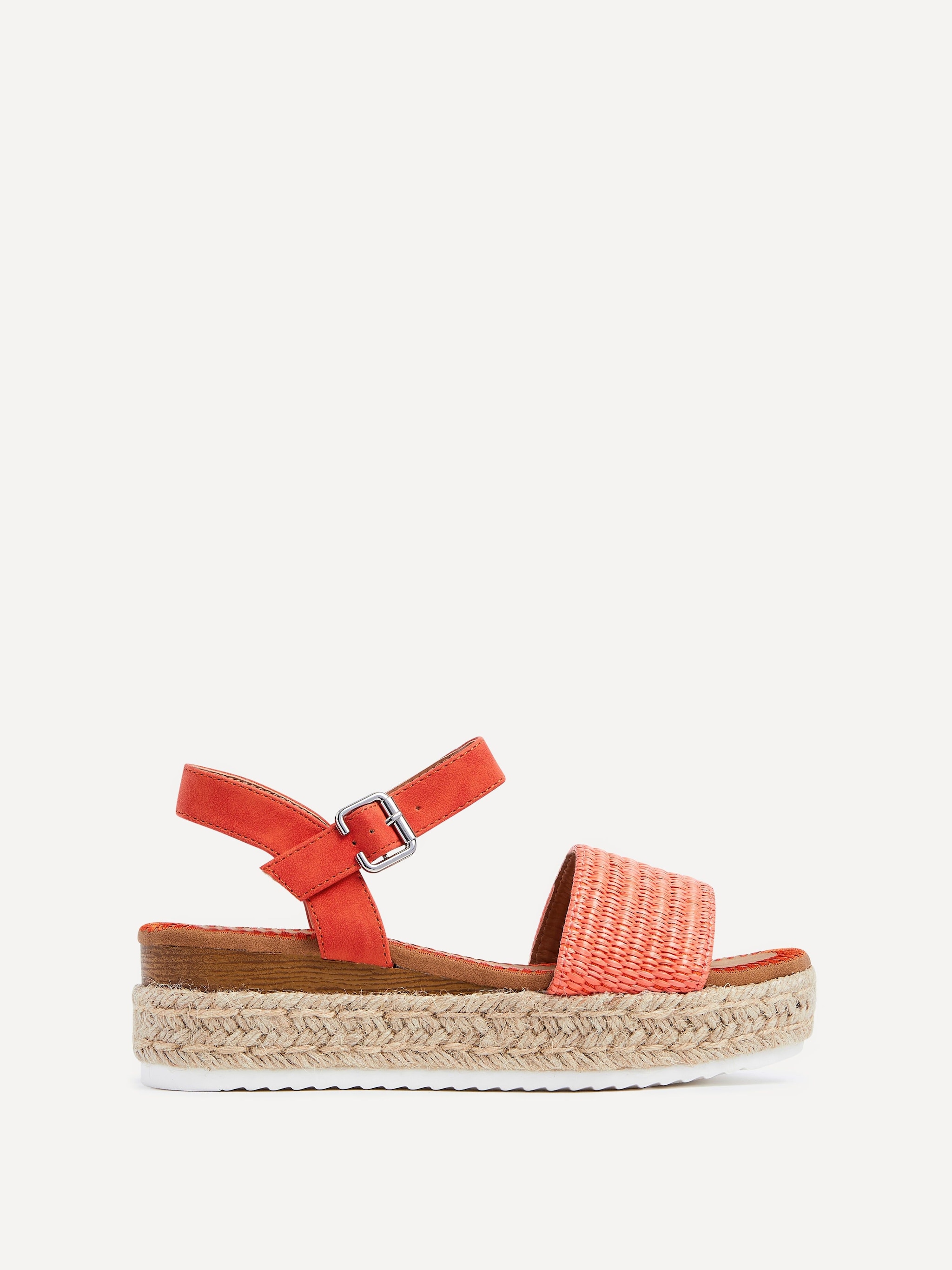Linzi Panama Orange Raffia Two Part Espadrille Inspired Flatform Sandal image 1
