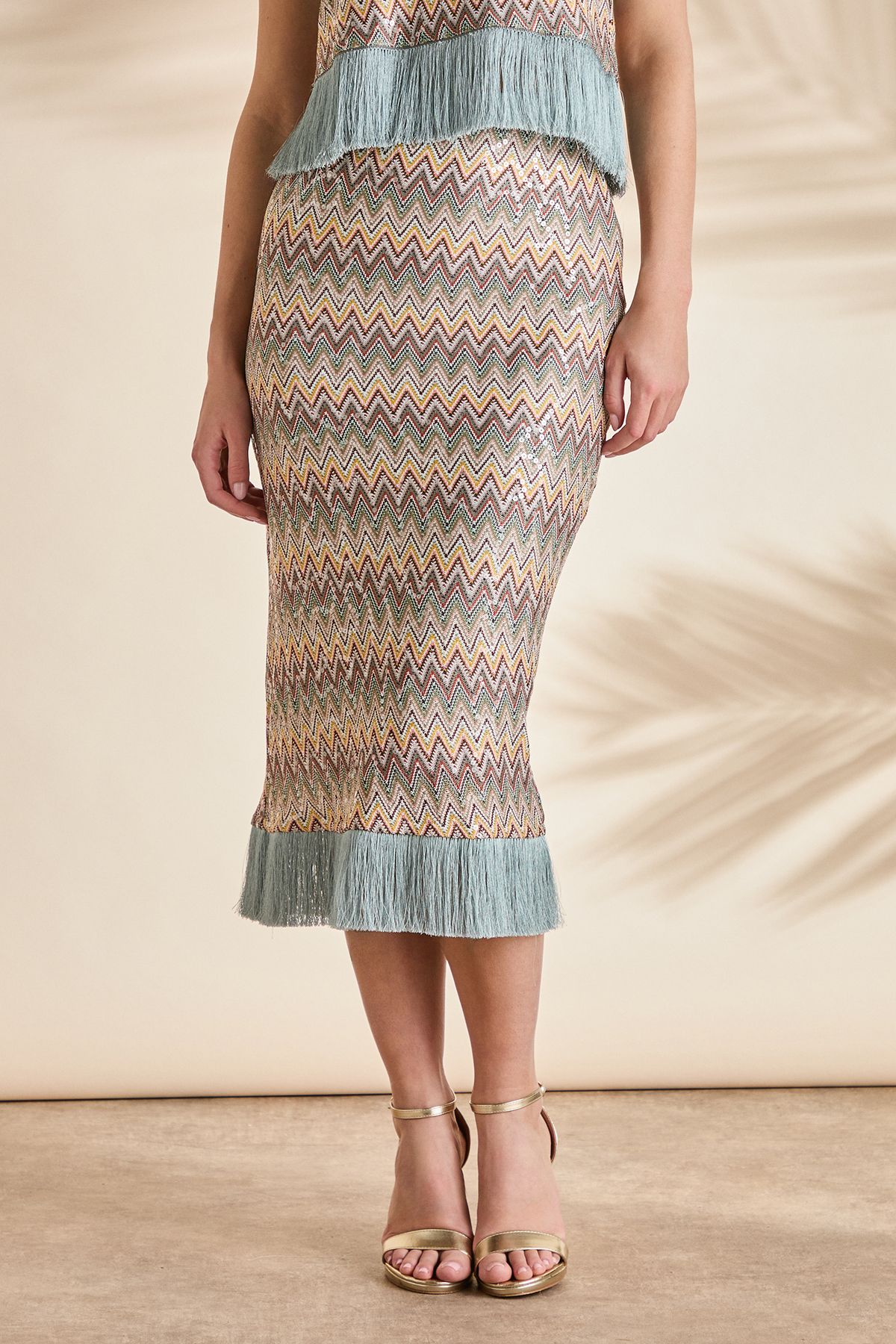 Coast Sequin Crochet Skirt With Tassel Multi image 2