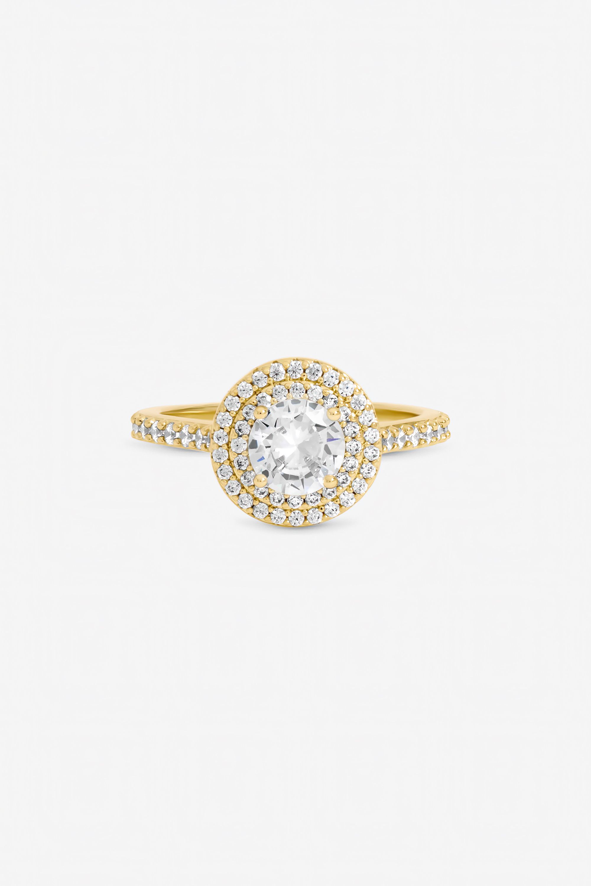 Jon Richard Gold Plated Cubic Zirconia Halo Ring