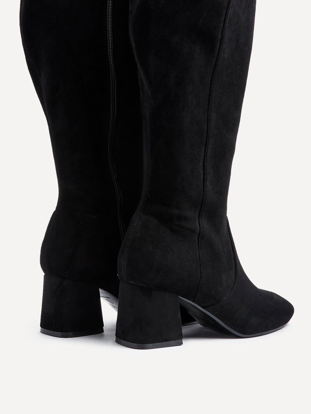Linzi Fable Wide Fit Black Faux Suede Knee High Block Heeled Boot image 5