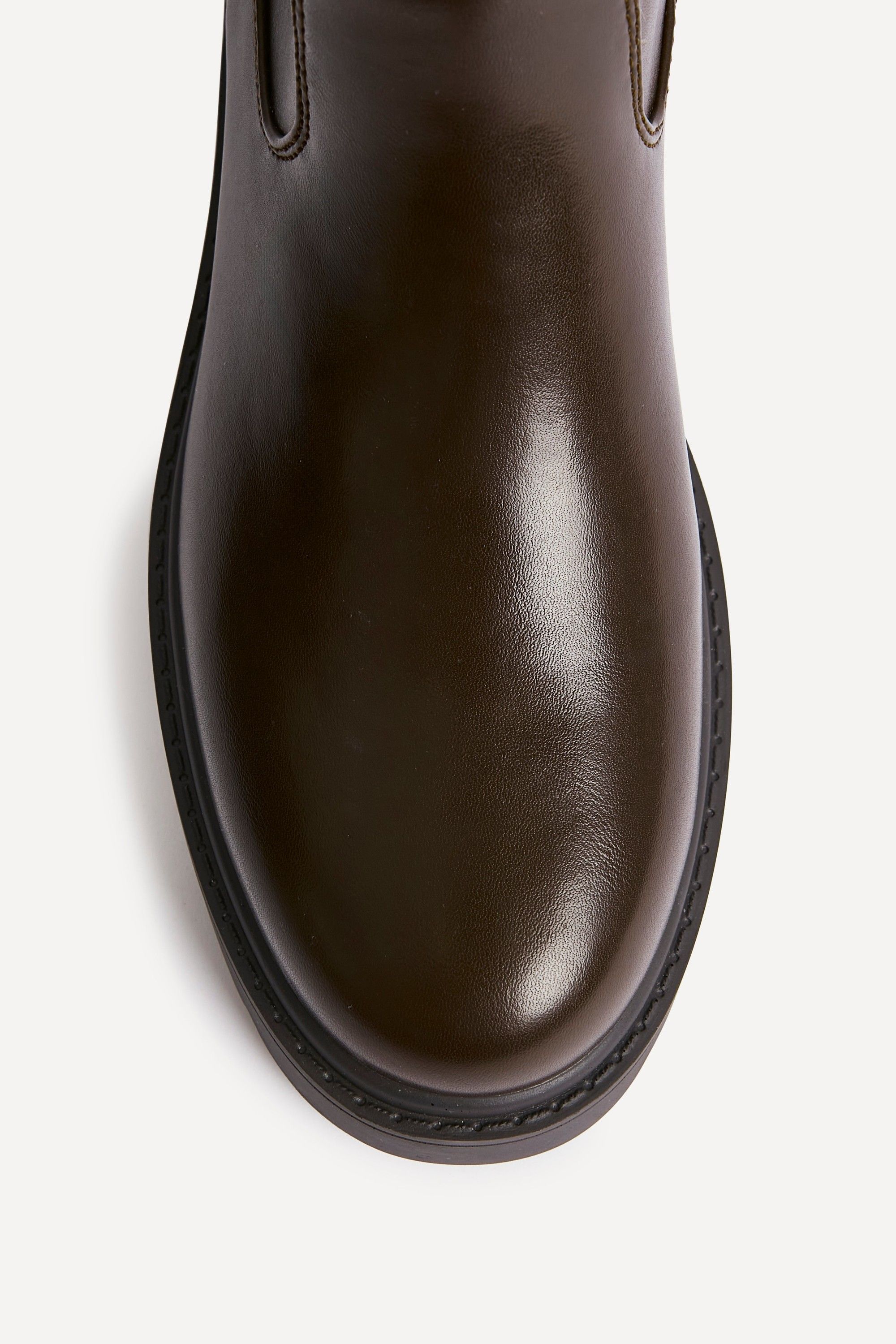 Linzi Hyland Brown Faux Leather High Leg Wedge Boot image 4