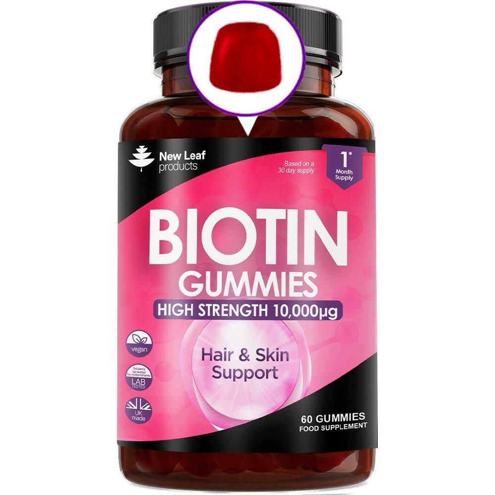 New leaf health Biotin 10,000µg Vegan Gummies For Beauty, Hair, Skin & Nails image 1