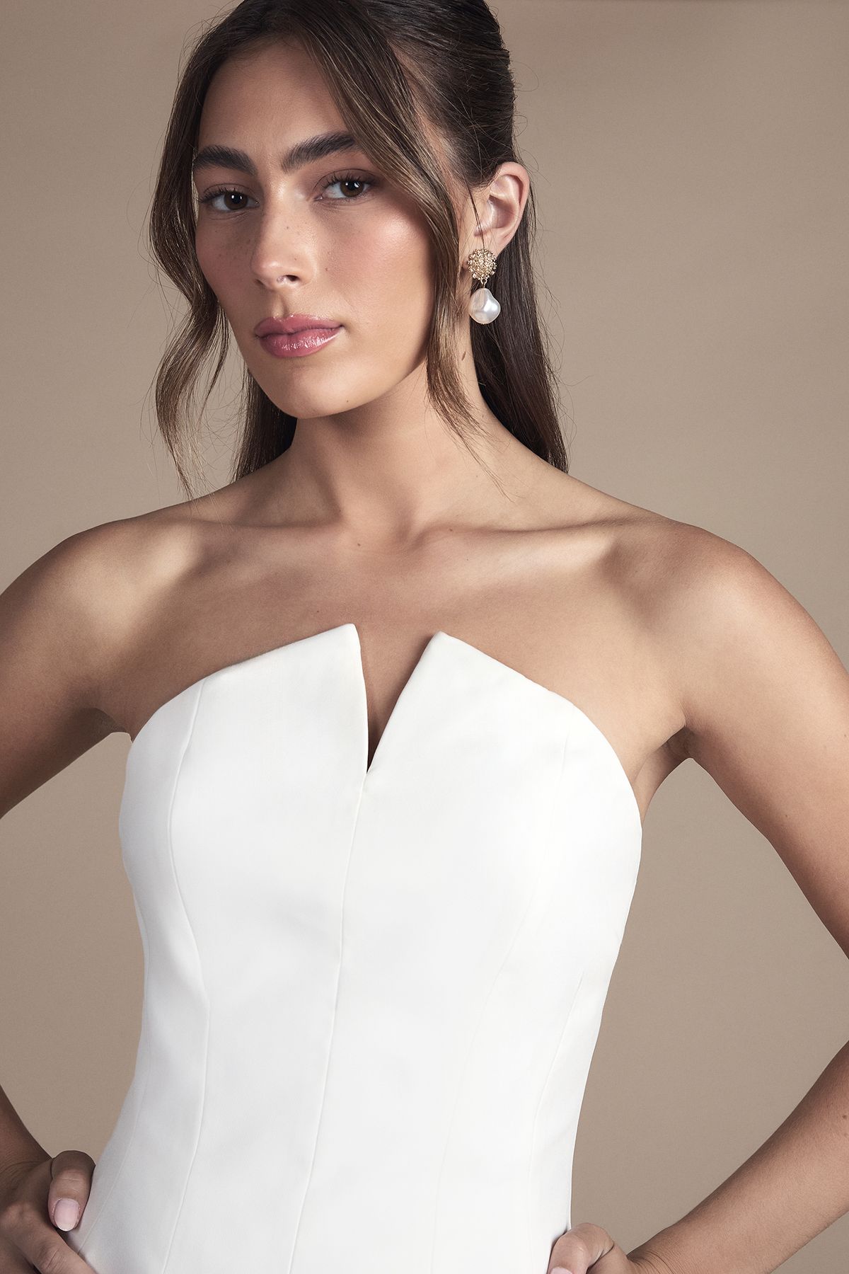 Coast Structured Bandeau Maxi Wedding Dress with Lace Skirt Ivory image 4