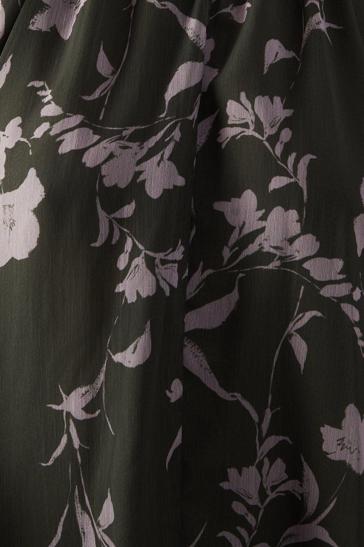 Warehouse Floral Floral Chiffon Ruffle Volume Sleeve Mini Smock Dress | PLT