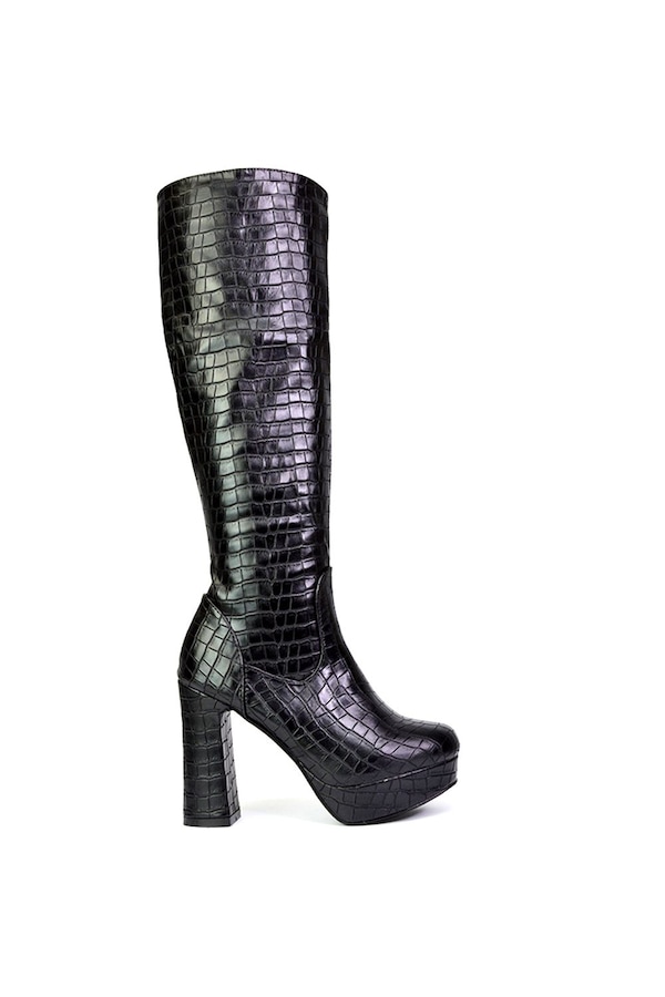 XY London 'Theo' Chunky Block High Heel Platform Knee High Boots