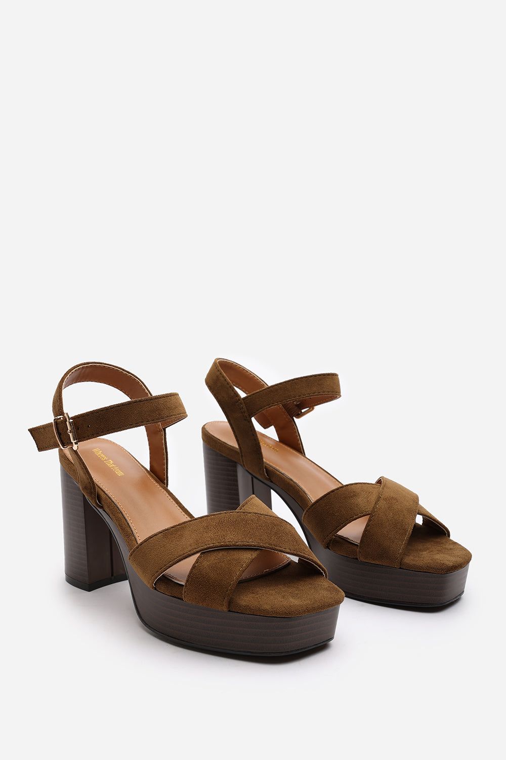 Where's That From 'Yvette' Suede Cross Over Platform Sandals With Buckle Strap image 4