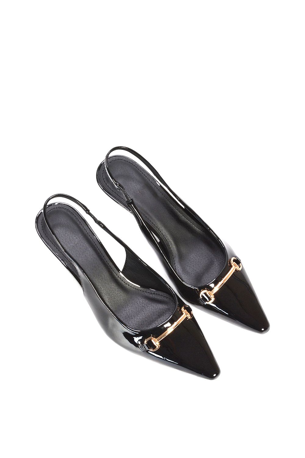 XY London 'Jane' Pointed Toe Slingback Mid Kitten Heels with Buckle image 6