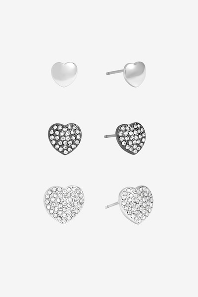 Mood Mixed Plated Crystal Heart Stud Earrings - Pack of 3