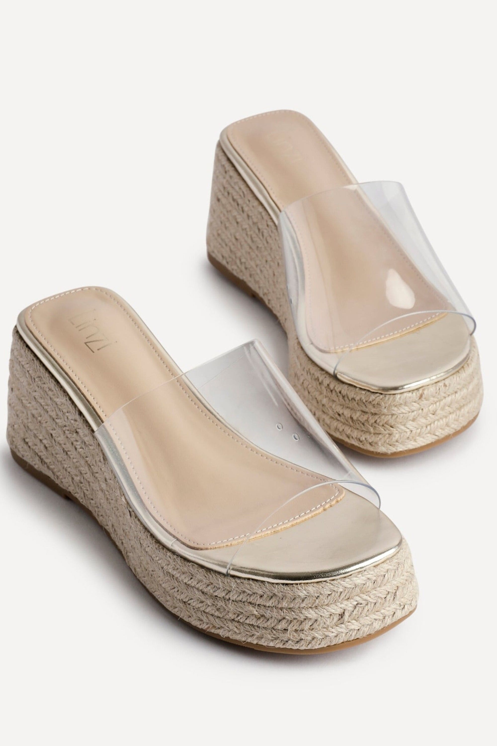 Linzi Espresso Perspex Espadrille Inspired Mule Wedges image 5