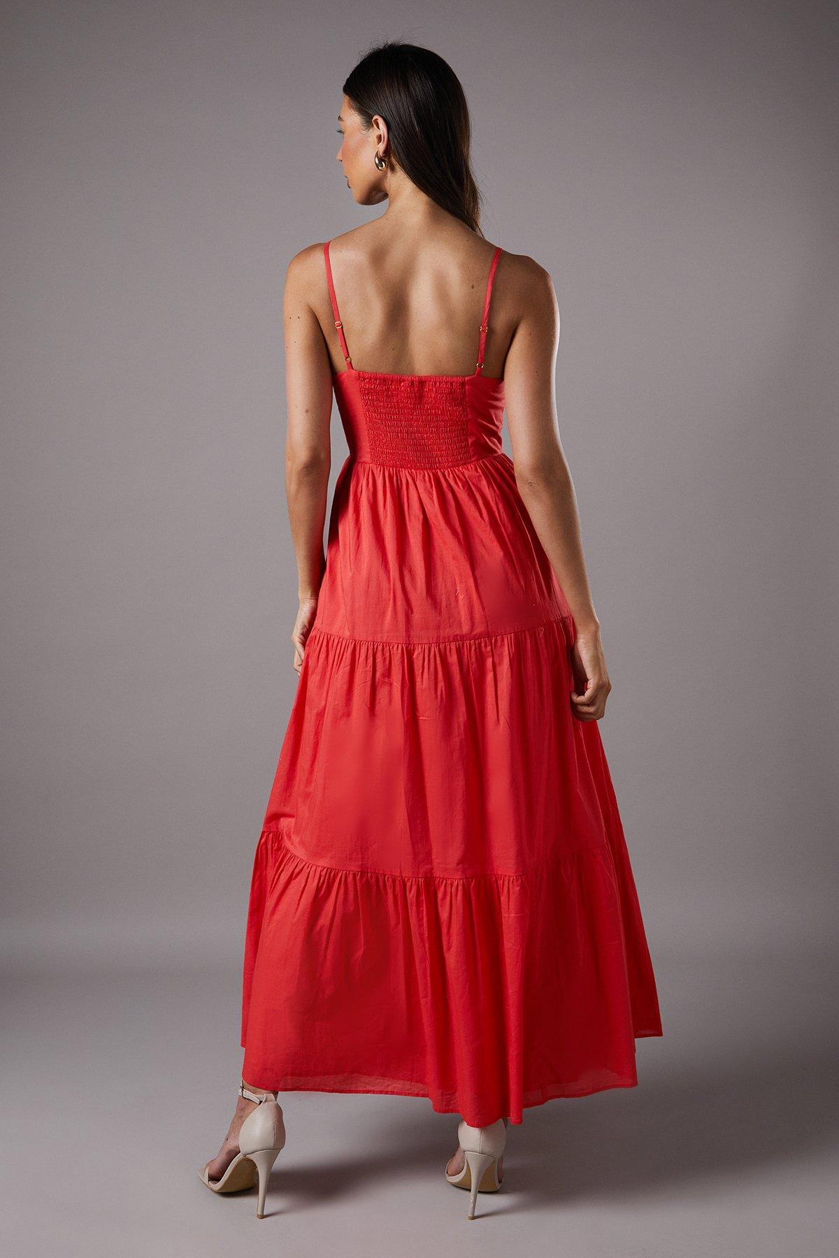 Coast Double Strap Cut Out Maxi Dress Red image 3