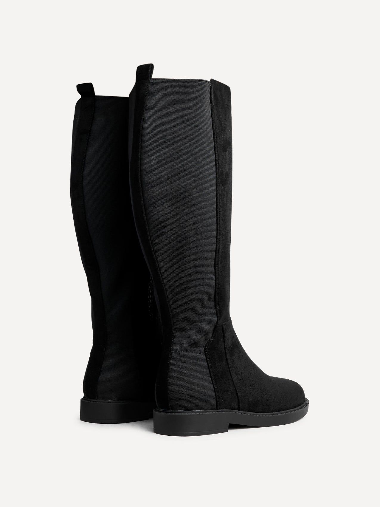 Linzi Steel Wide Fit Black Faux Leather Knee High Stretch Boot image 5