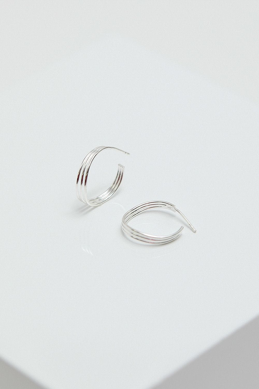 Simply Silver Sterling Silver 925 Fine Triple Row Hoop Earrings image 1