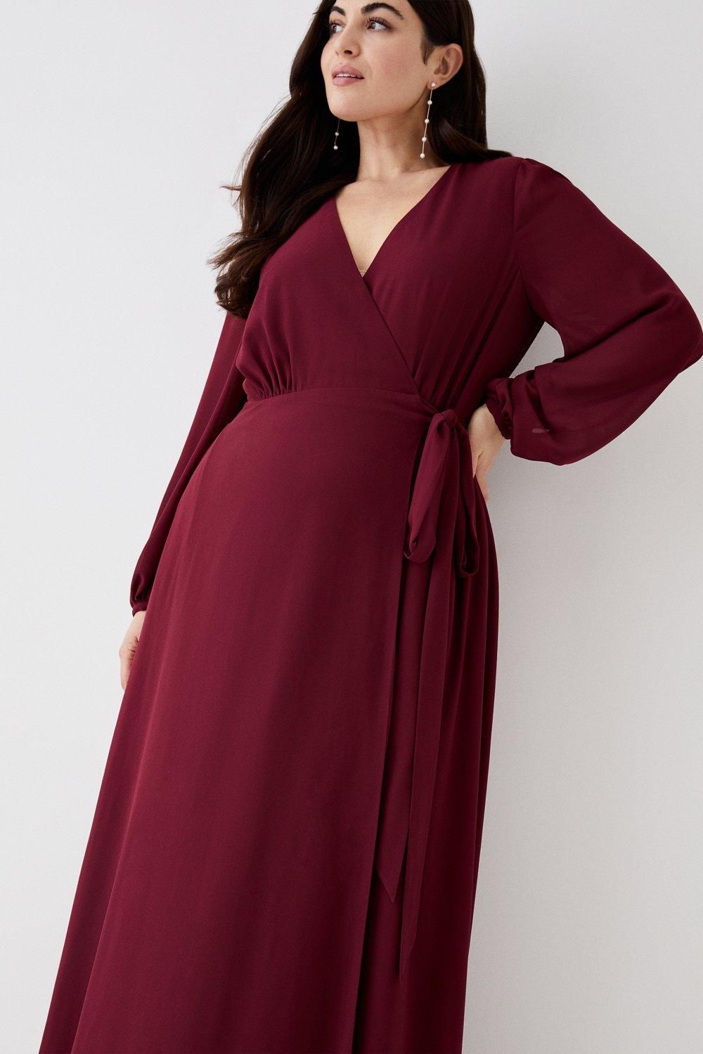 Coast Plus Size Hem Sweep Maxi Wrap Dress Aubergine image 4