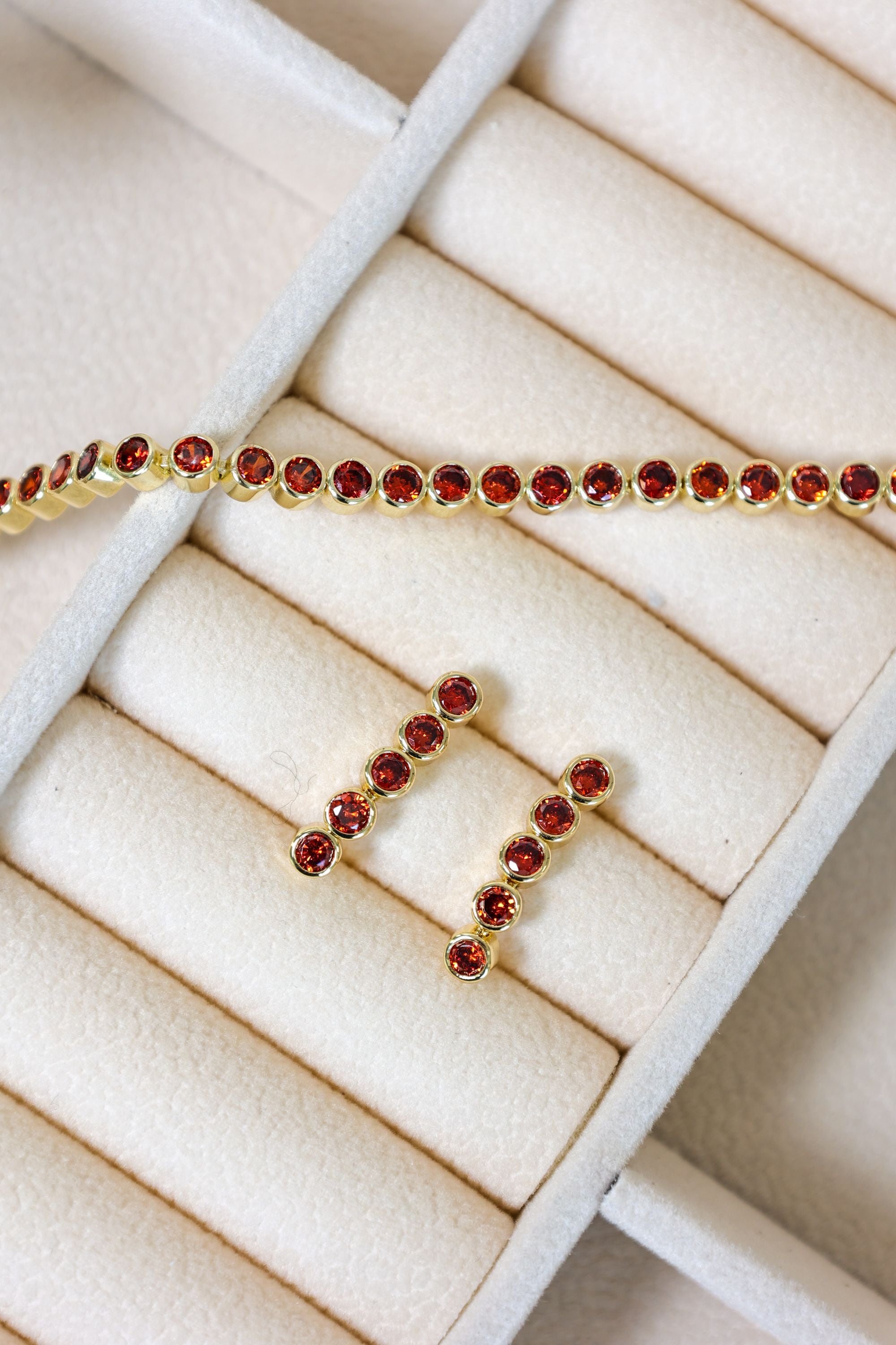 Jon Richard 14K Gold Plated and Red Cubic Zirconia Tennis Bracelet - Gift Box image 3