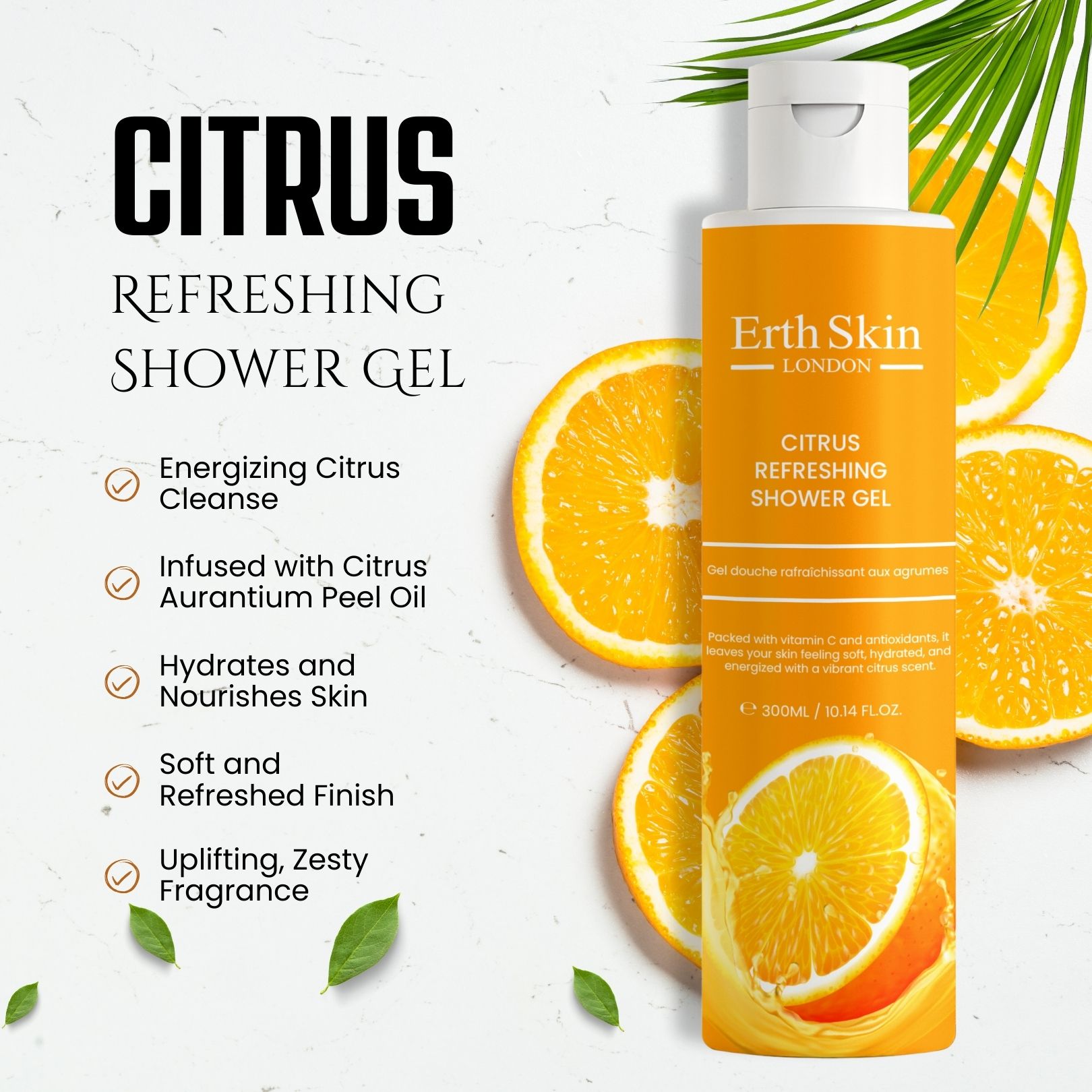 Erth Skin London Citrus Refreshing Shower Gel 300ml image 2