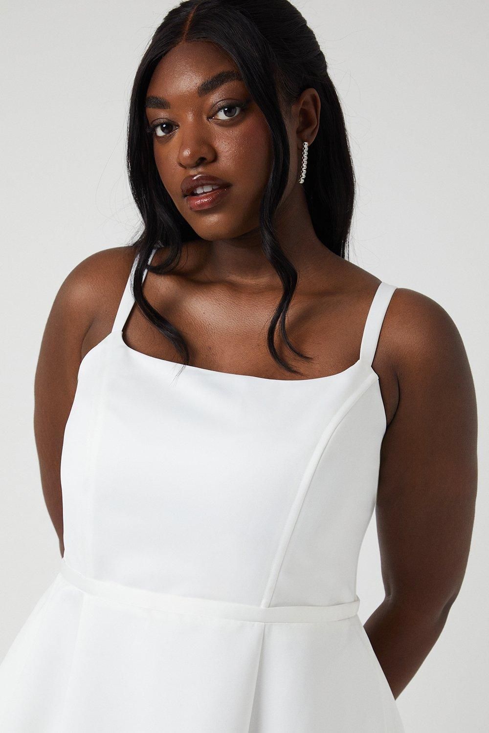 Coast Plus Size Structured Satin Full Skirt Wedding Dress Ivory image 2